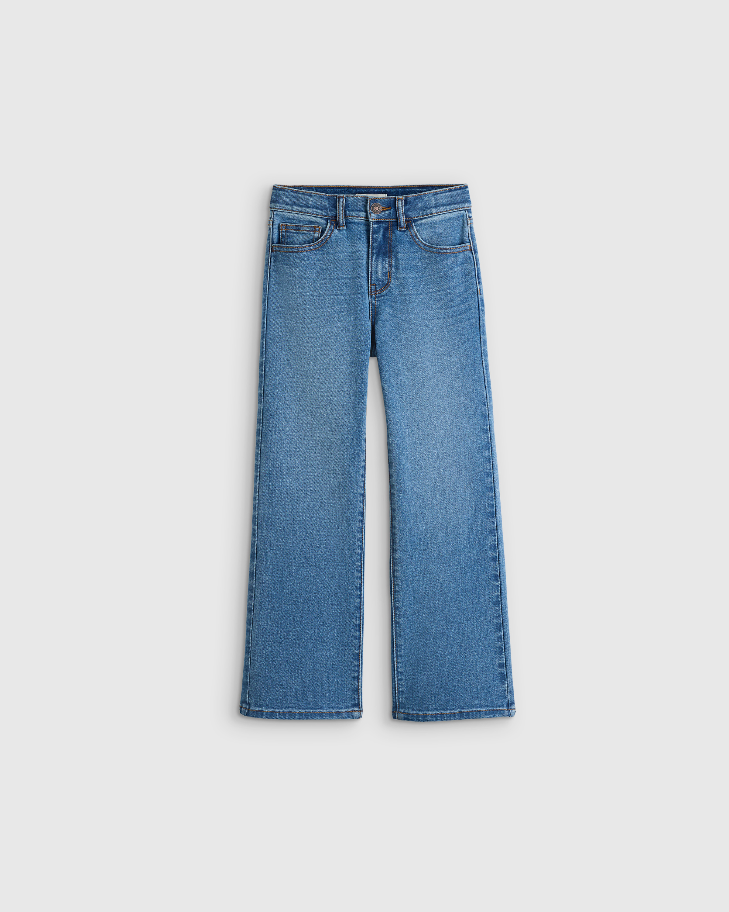 Medium Wash Girls Stretch Wide Leg Jeans