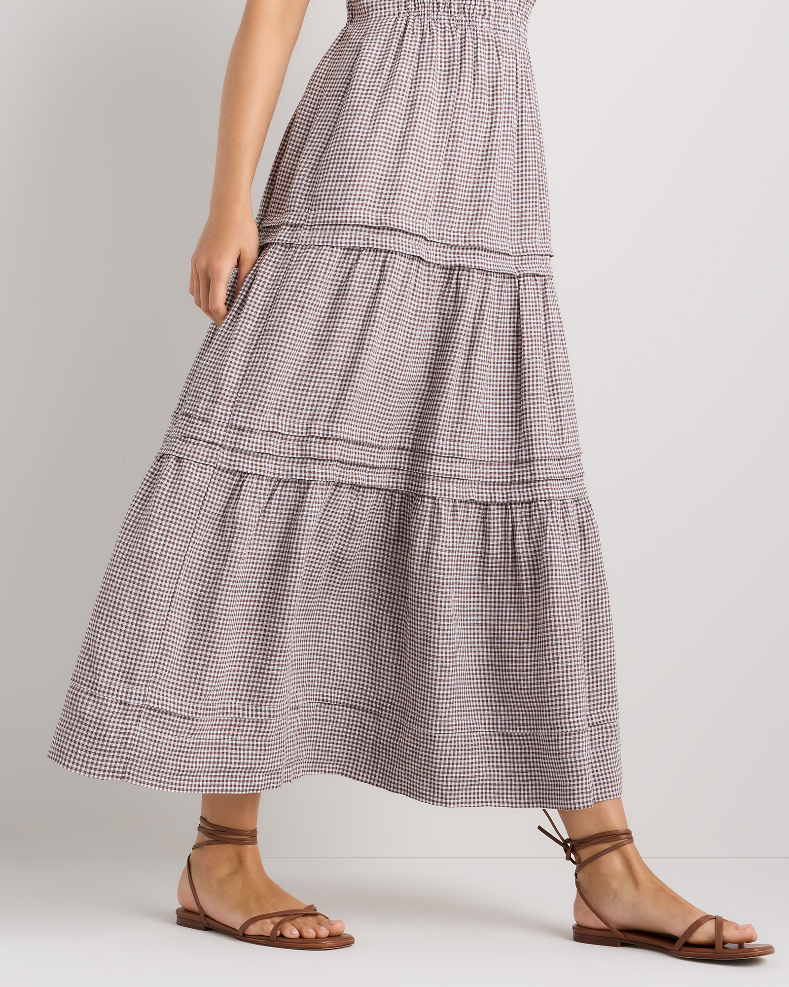 brown and white gingham maxi dress Carmel Maxi Dress