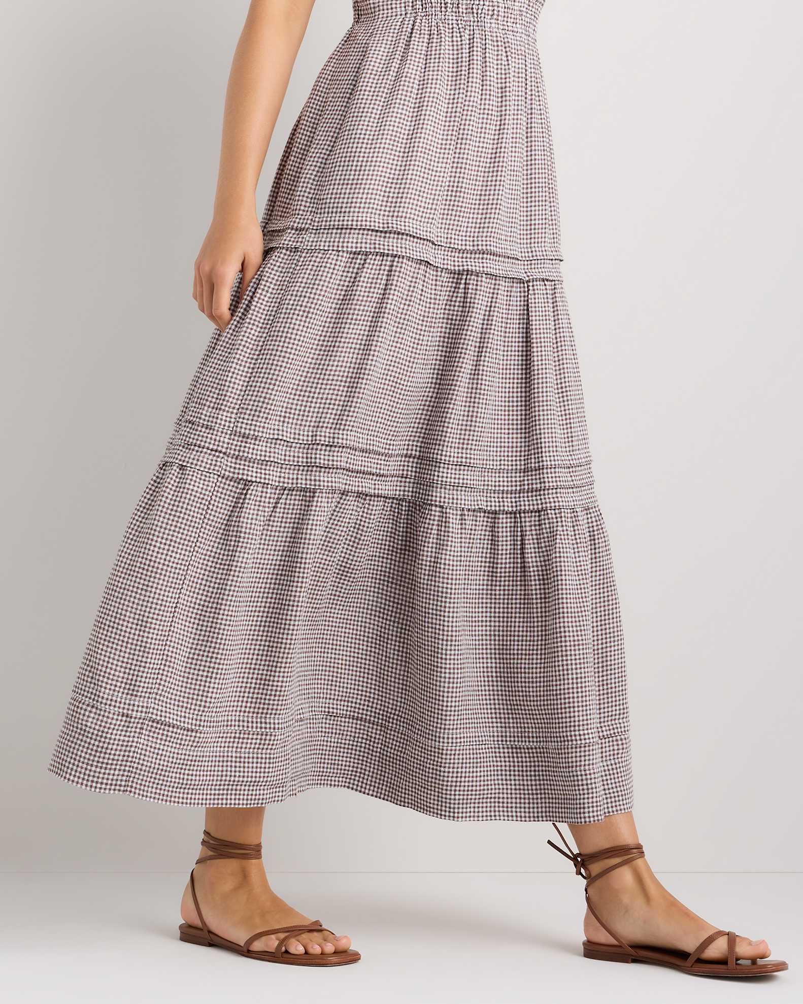 brown and white gingham maxi dress Carmel Maxi Dress
