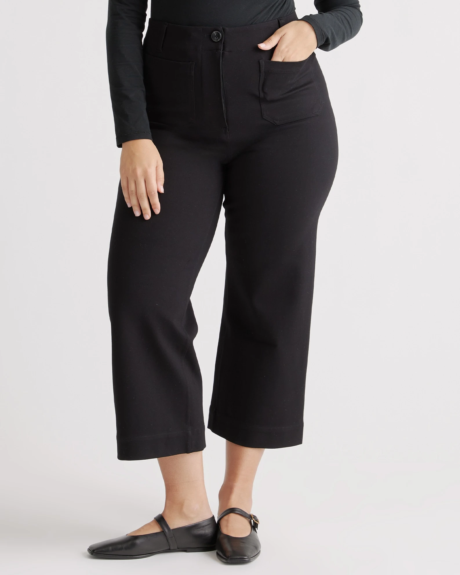 Ultra-Stretch Ponte Cropped Wide Leg Pant
