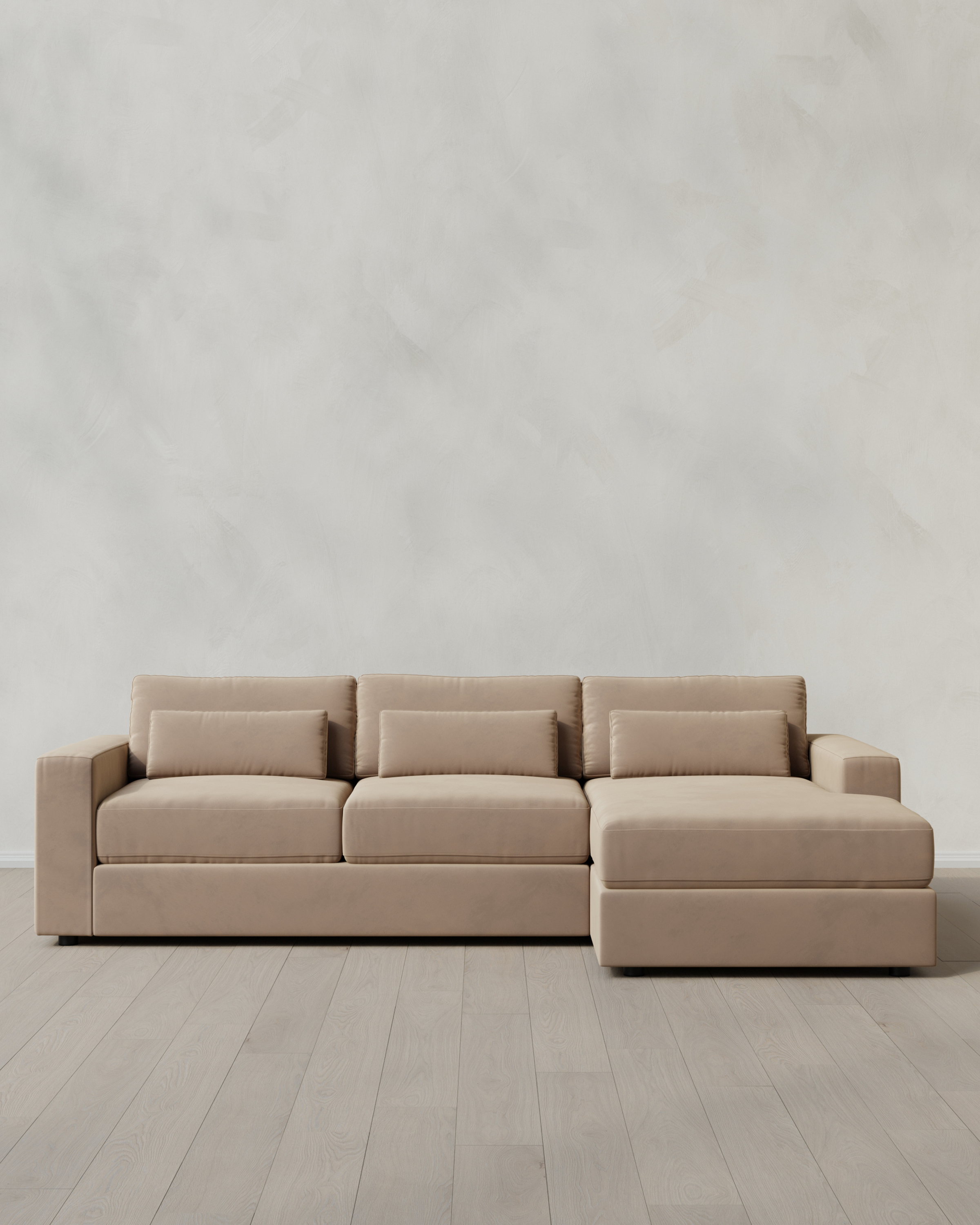 Taupe Ashford Deep Seat Chaise Sectional in Performance Velvet