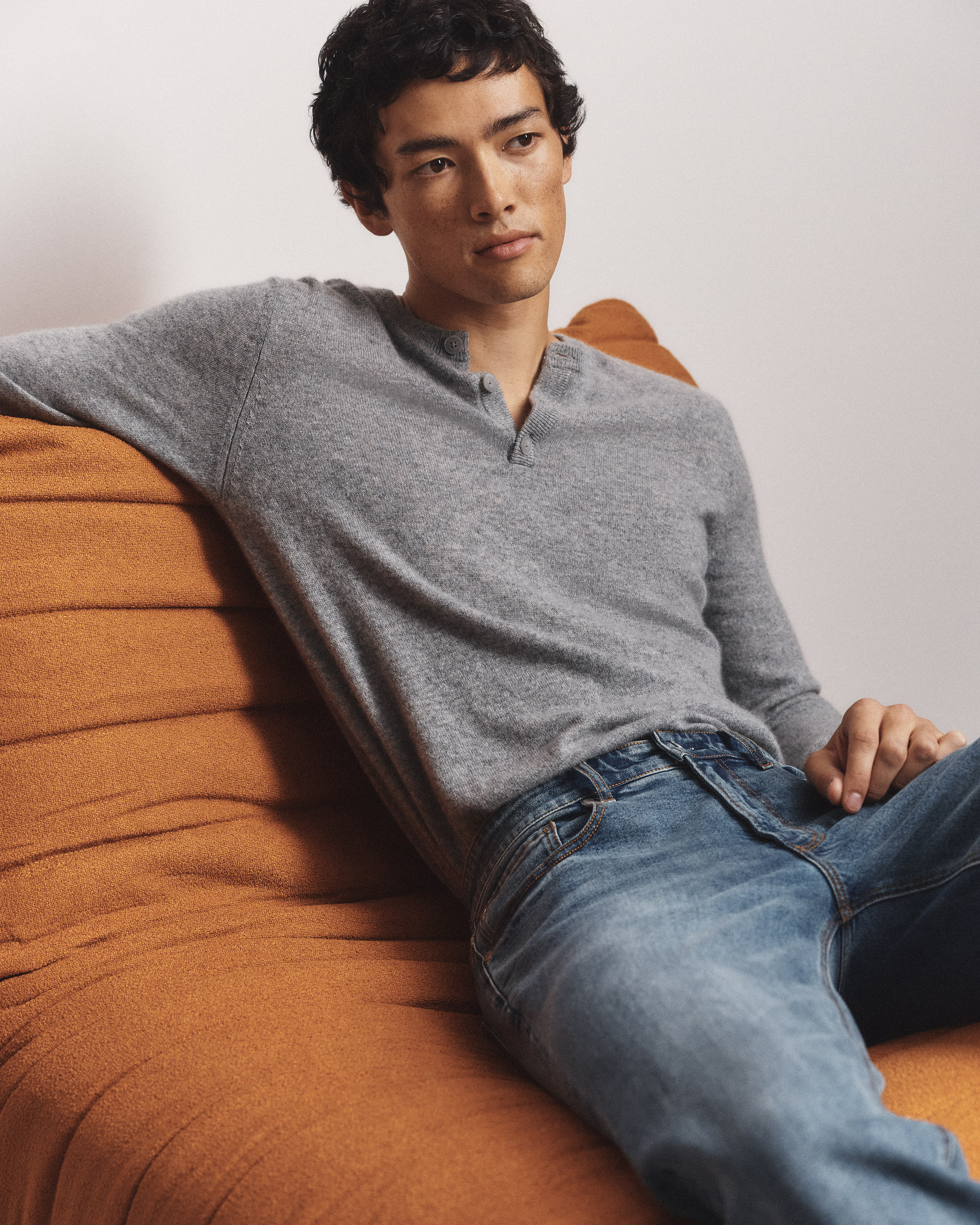 Mongolian Cashmere Henley Sweater