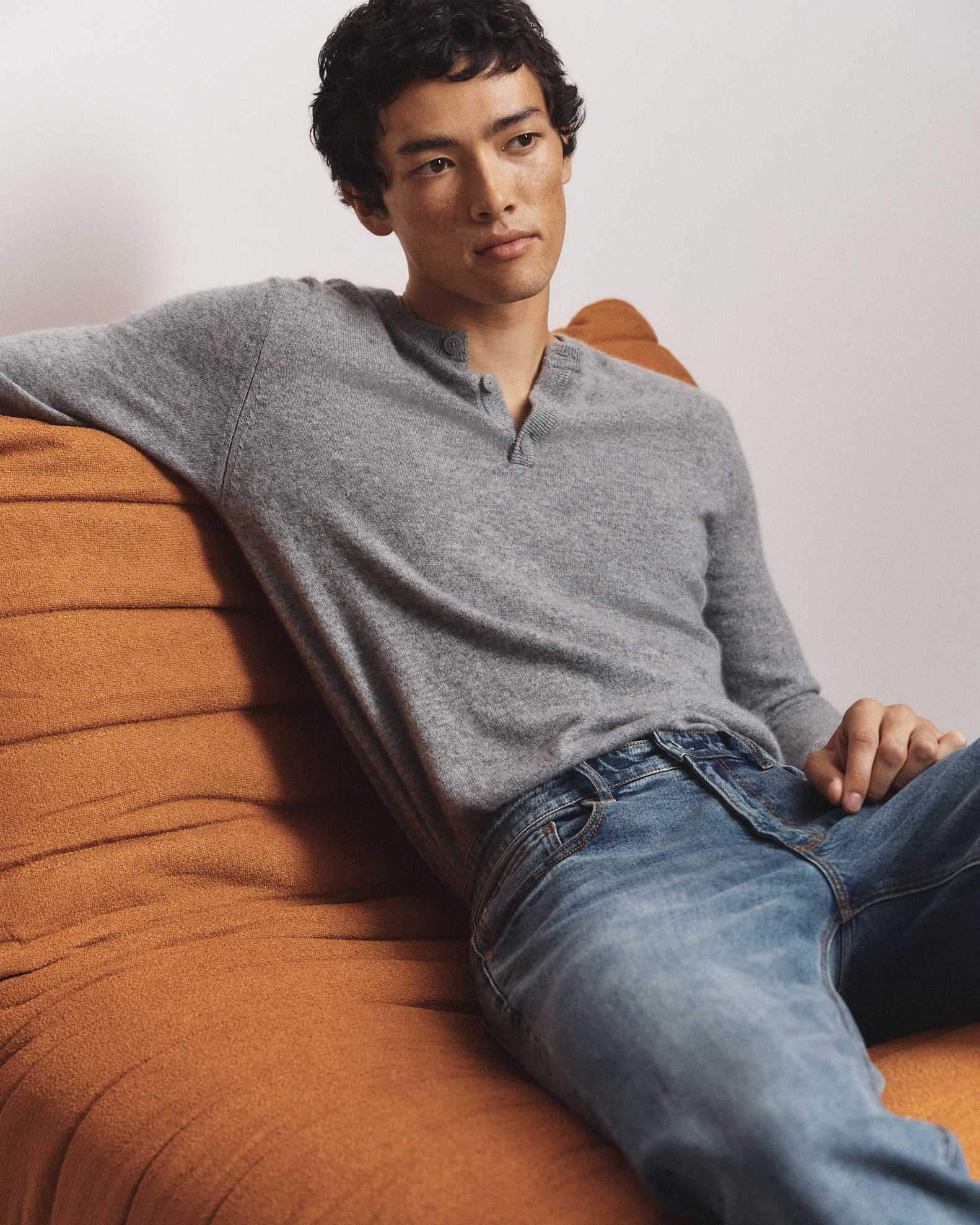 Mongolian Cashmere Henley Sweater