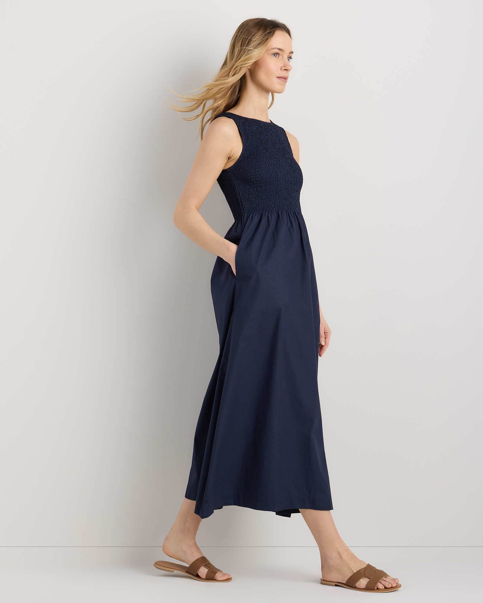 fitted lace wedding dress Laila Boat Neck Maxi Dress Stone Blue– Selfie Leslie main image 1