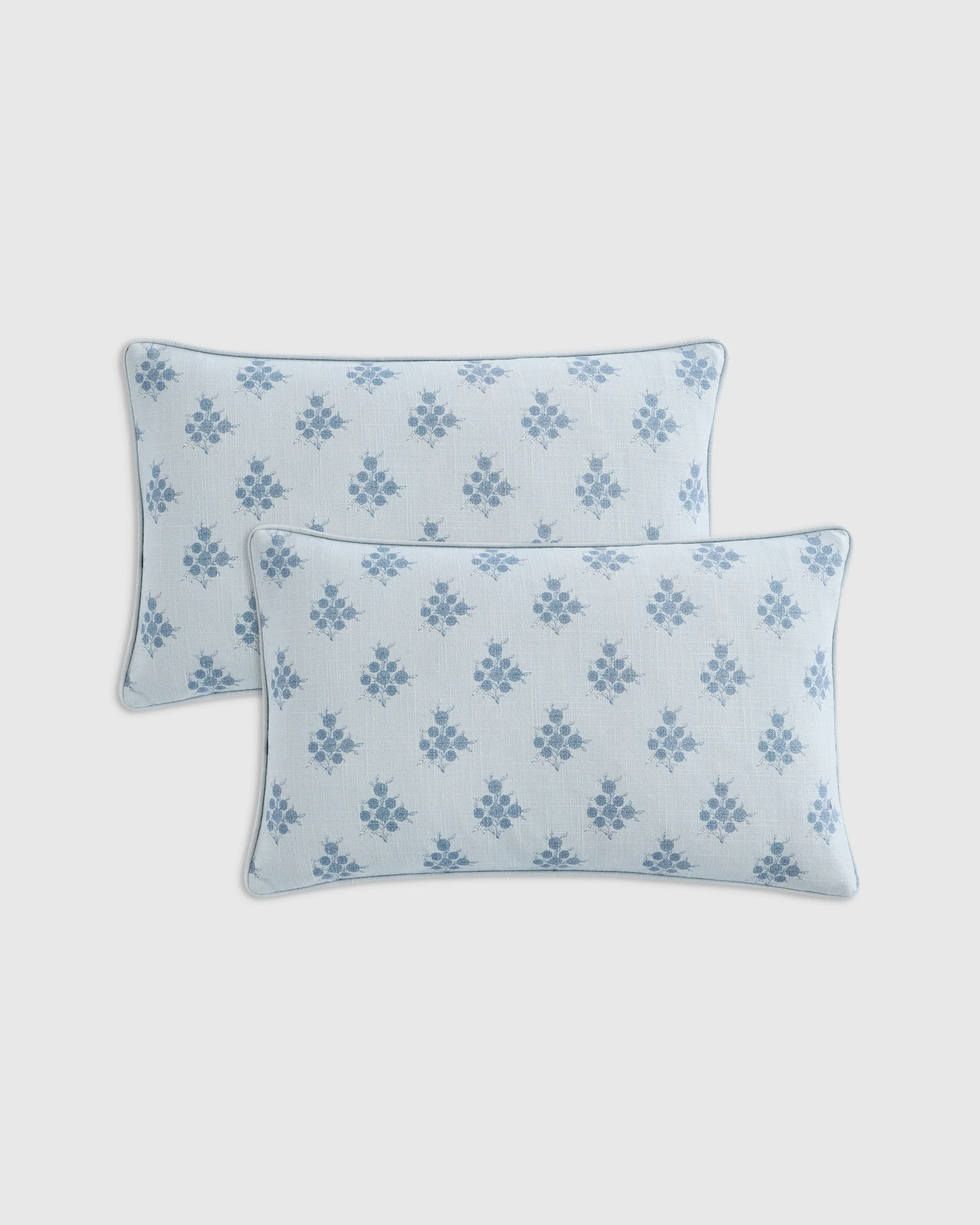 Piped Floral Cotton Pillow Cover (Set of 2)