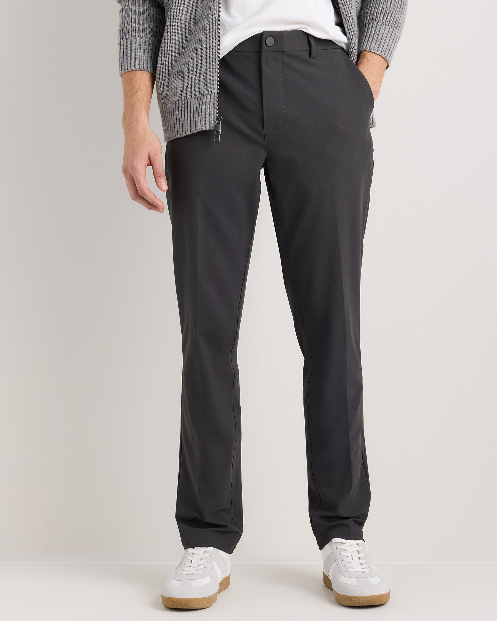 Steel Grey Performance Stretch Technical Dress Pants