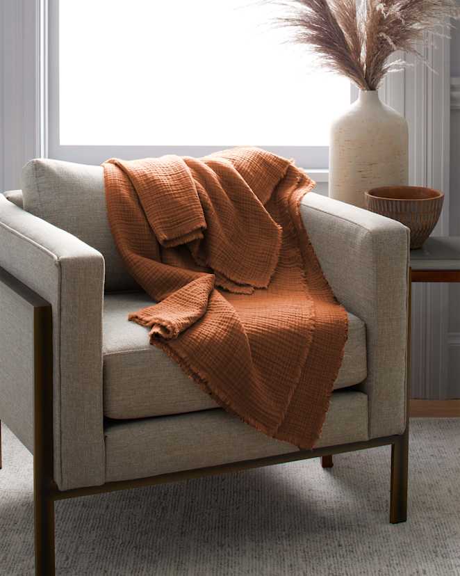 Terracotta Organic Cotton Gauze Throw