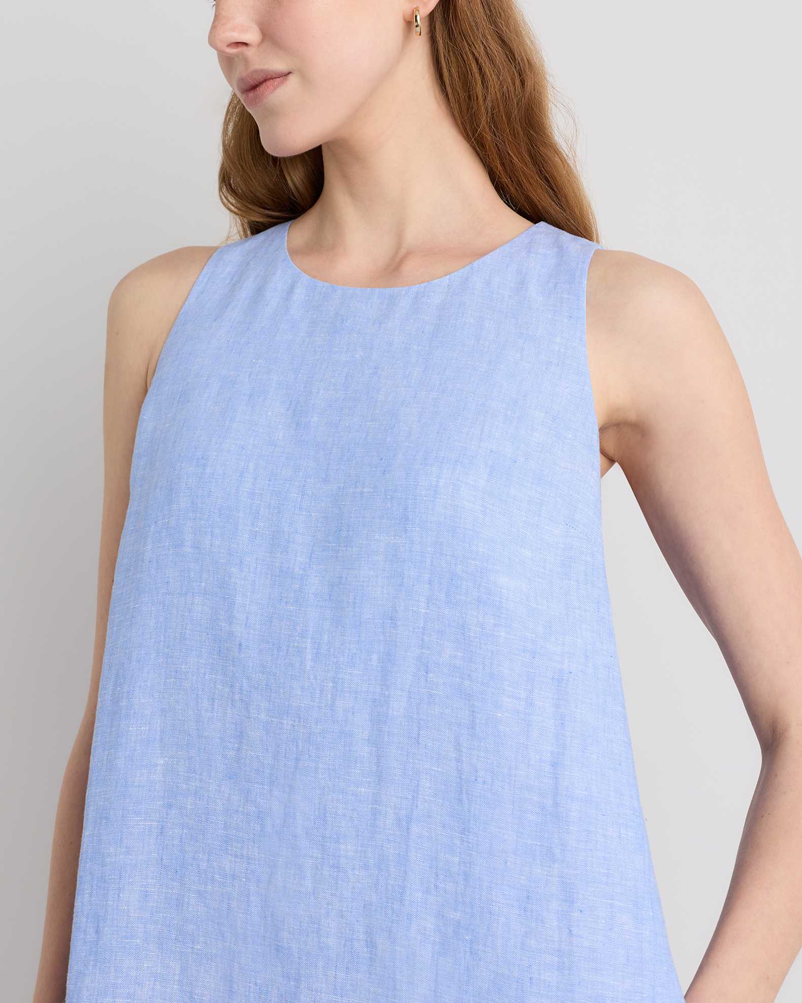 100% European Linen Tank Mini Dress in French Blue 100% European Linen Tank Mini Dress in French Blue