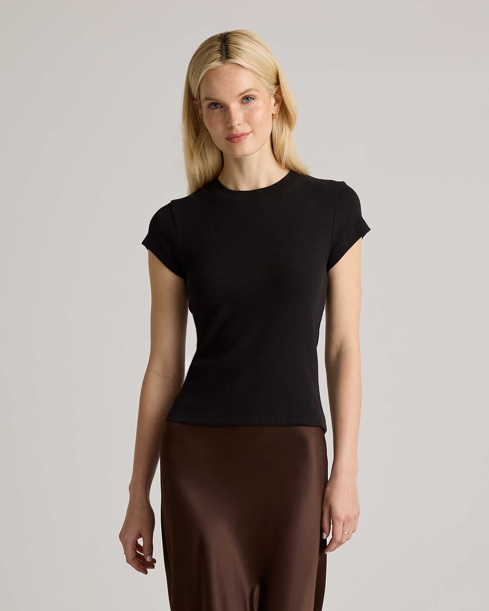 Organic Cotton Micro-Rib Crewneck Tee (3-Pack) in Black