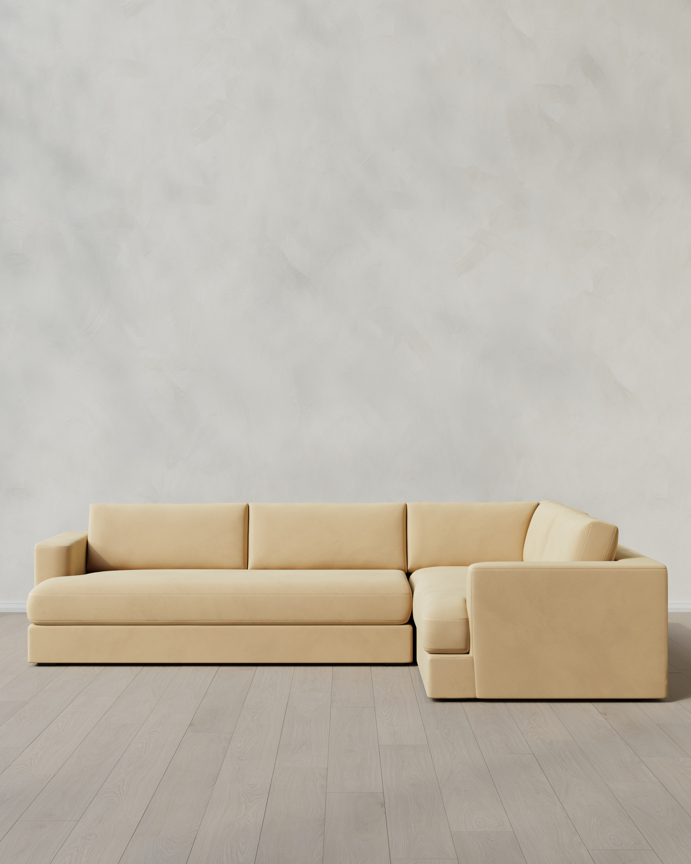 Linen Sierra Curved Arm L Sectional in Performance Velvet