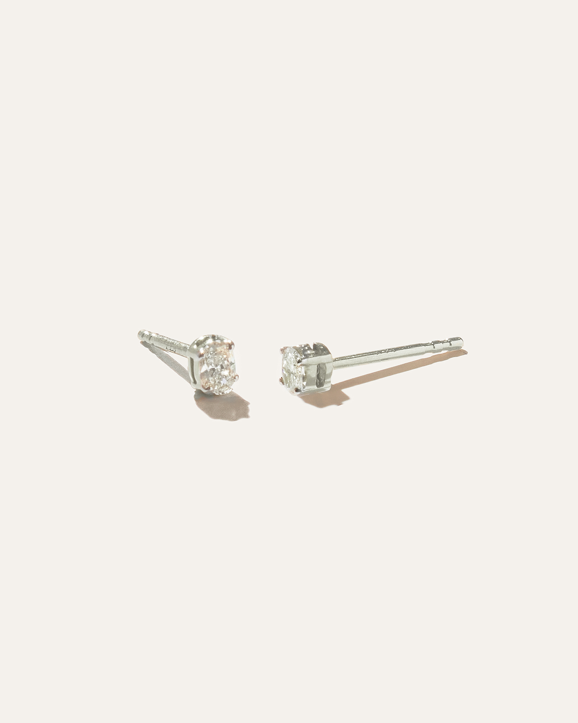 White Gold 14K Gold Petite Oval Diamond Studs