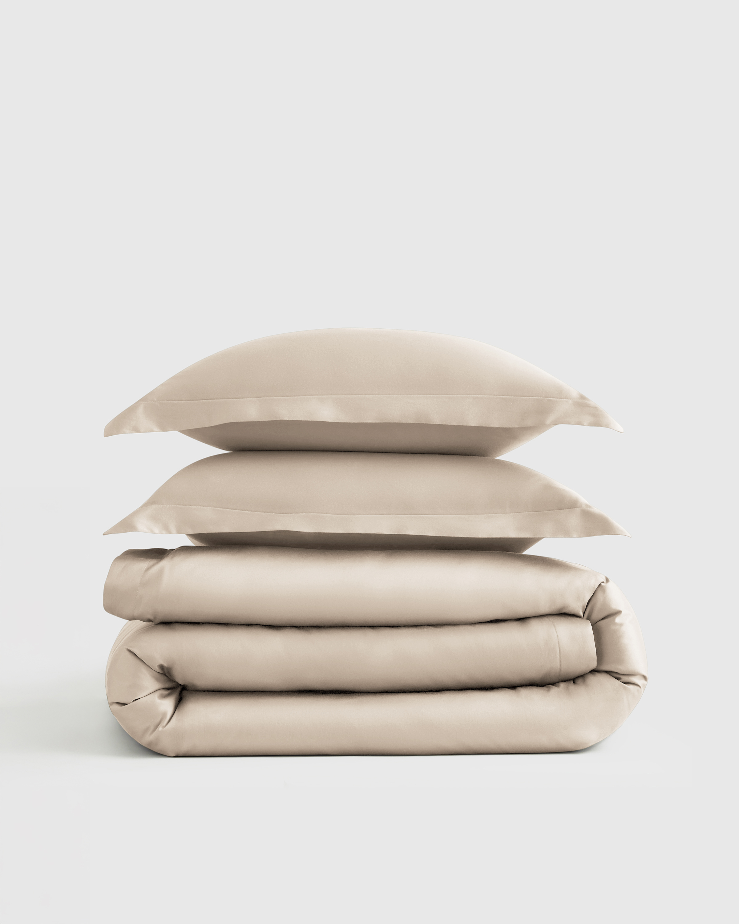 signature giza cotton sateen duvet cover set, sand, king/cal king