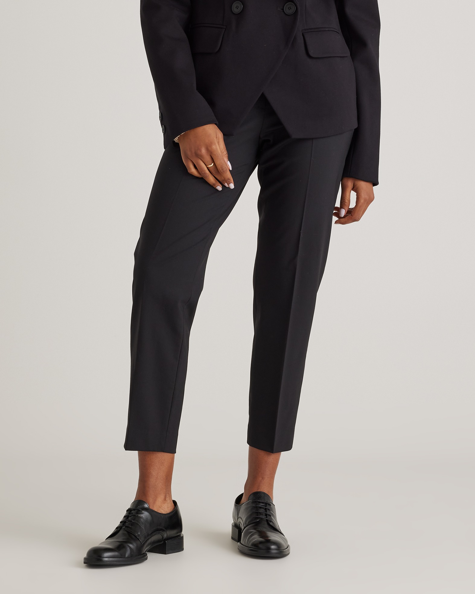 Organic Stretch Cotton Twill Straight Leg Cropped Pants