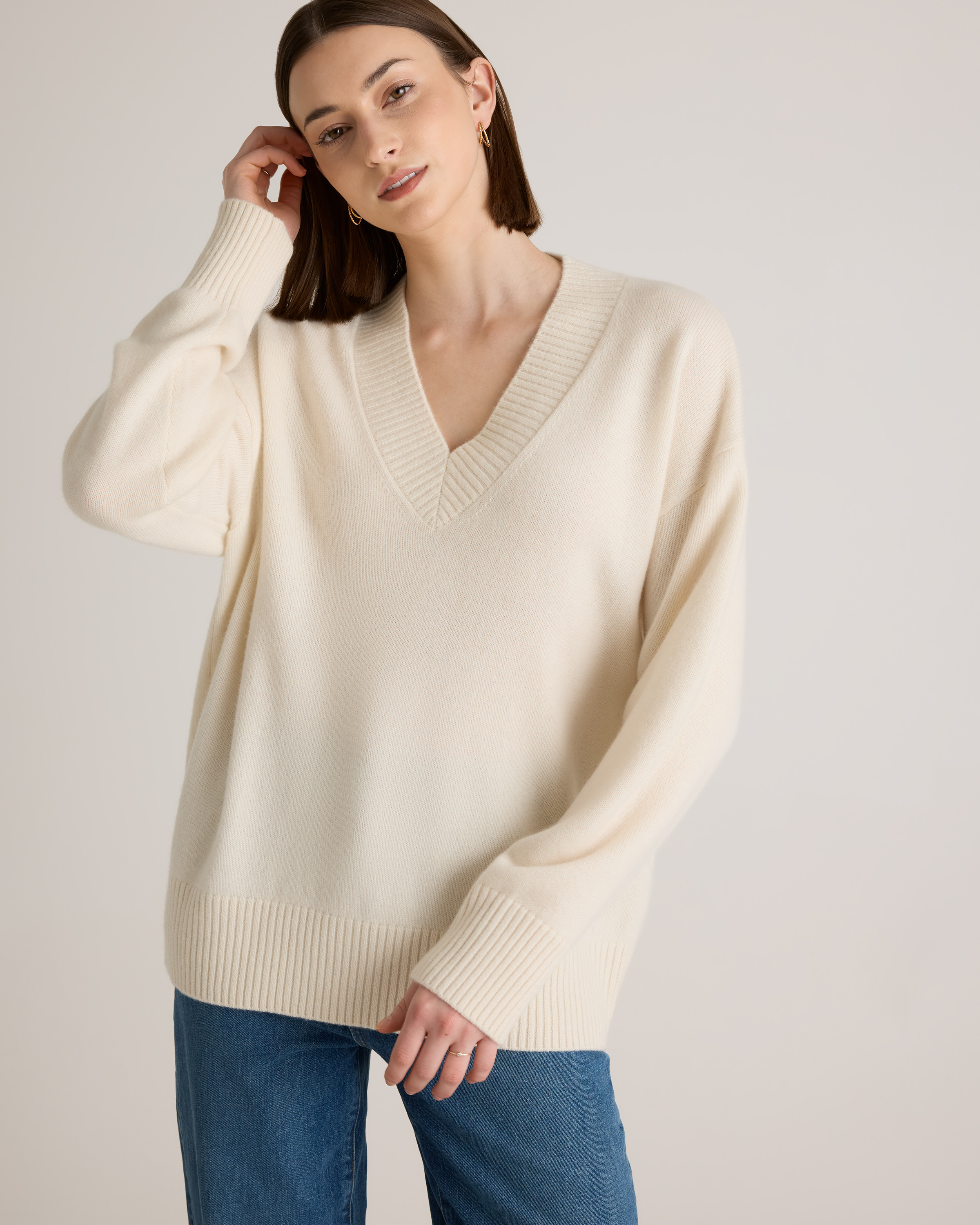 Mongolian Cashmere Oversized V-Neck Sweater