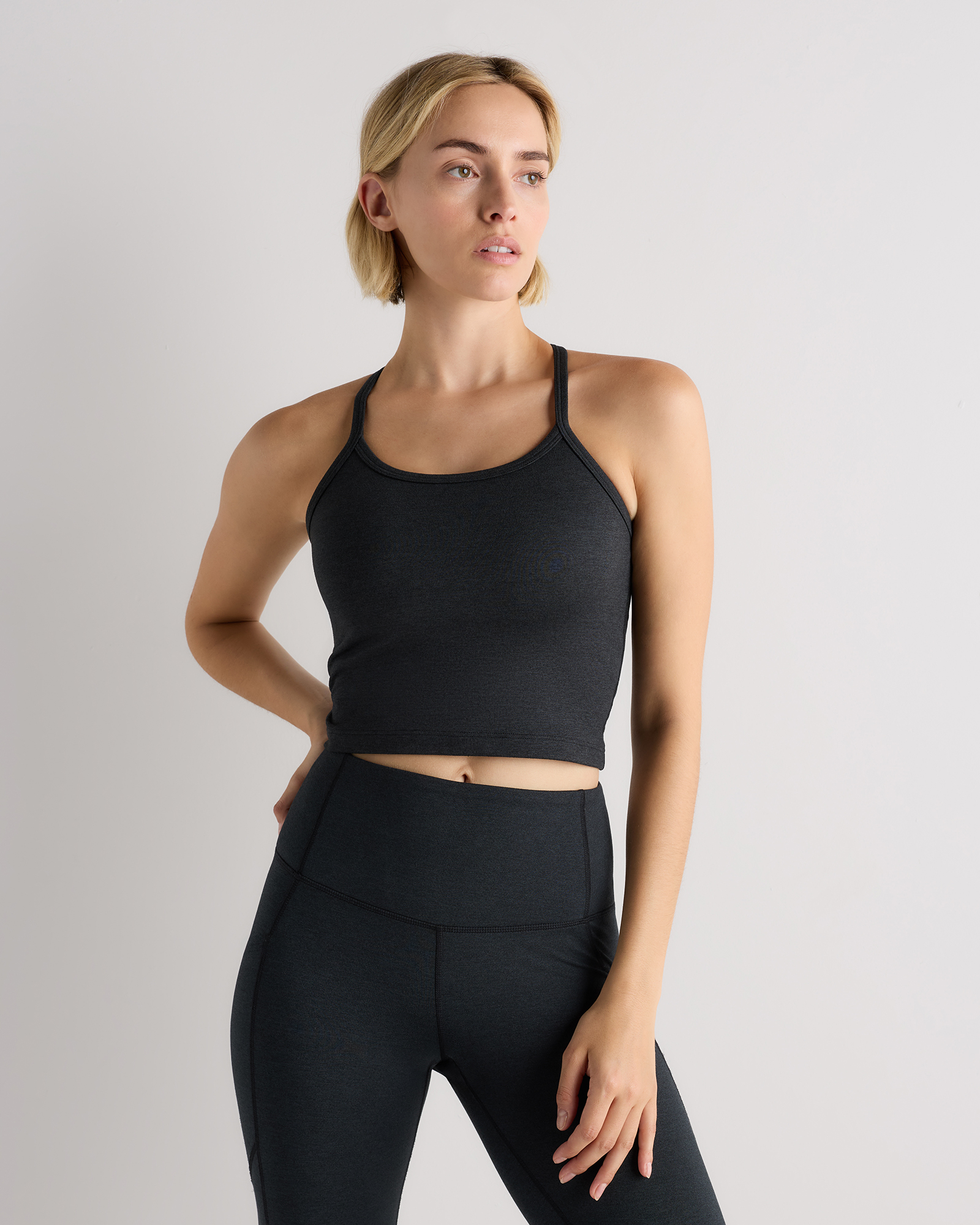 Heather Black Ultra-Soft Y-Back Cropped Bra Tank