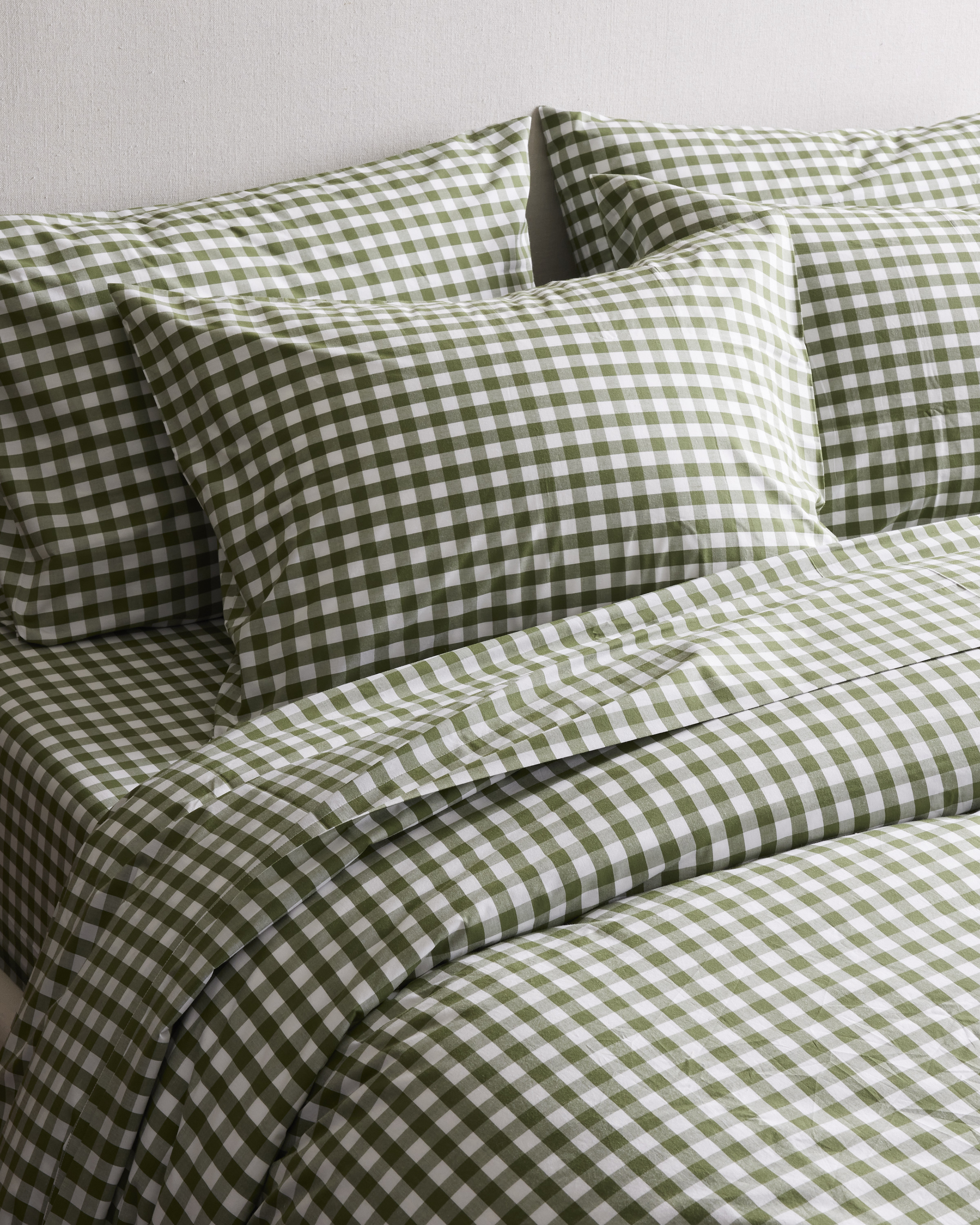 Olive Gingham Classic Organic Percale Sham Set