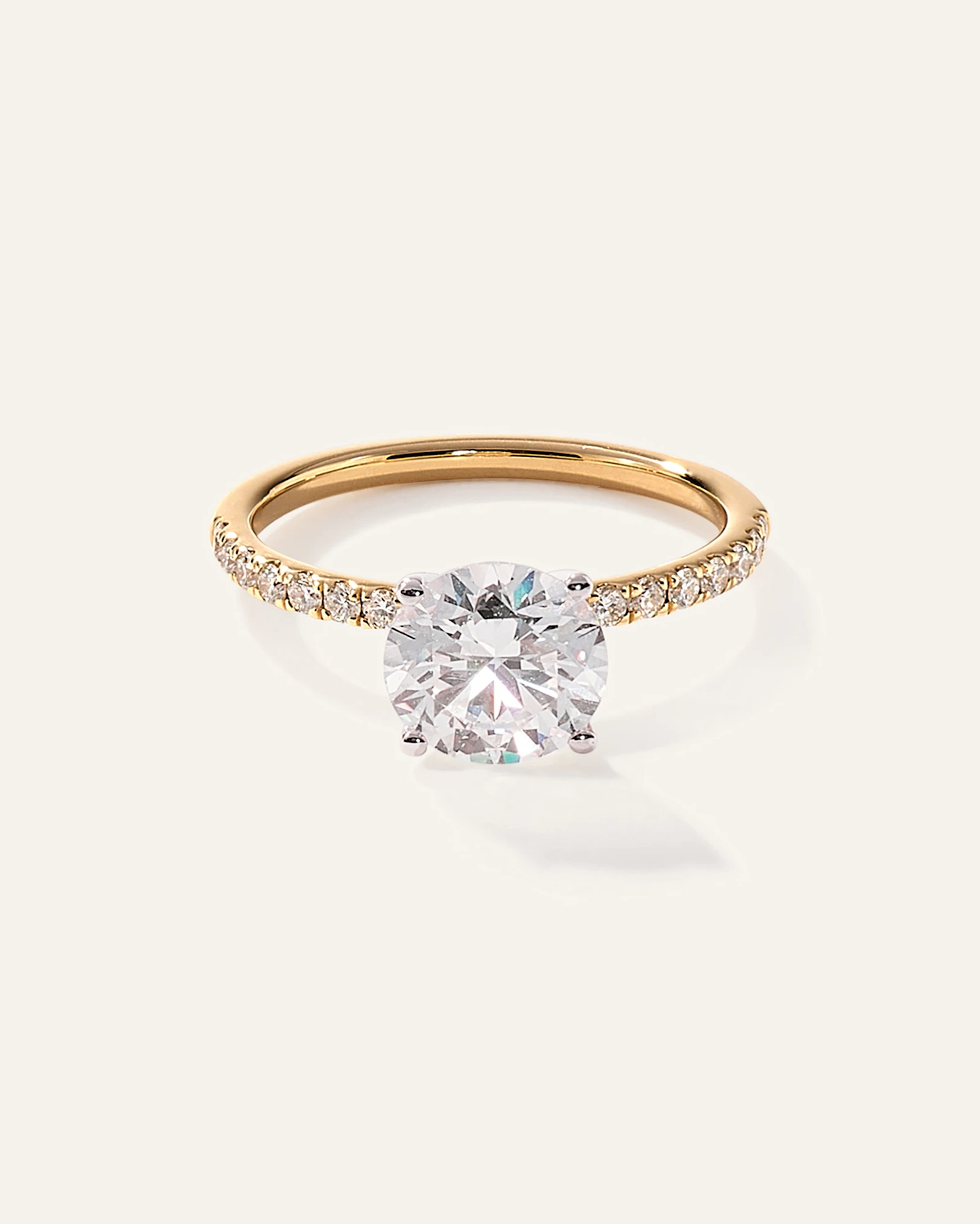 Lab Grown Diamond Round Petite Pave Engagement Ring