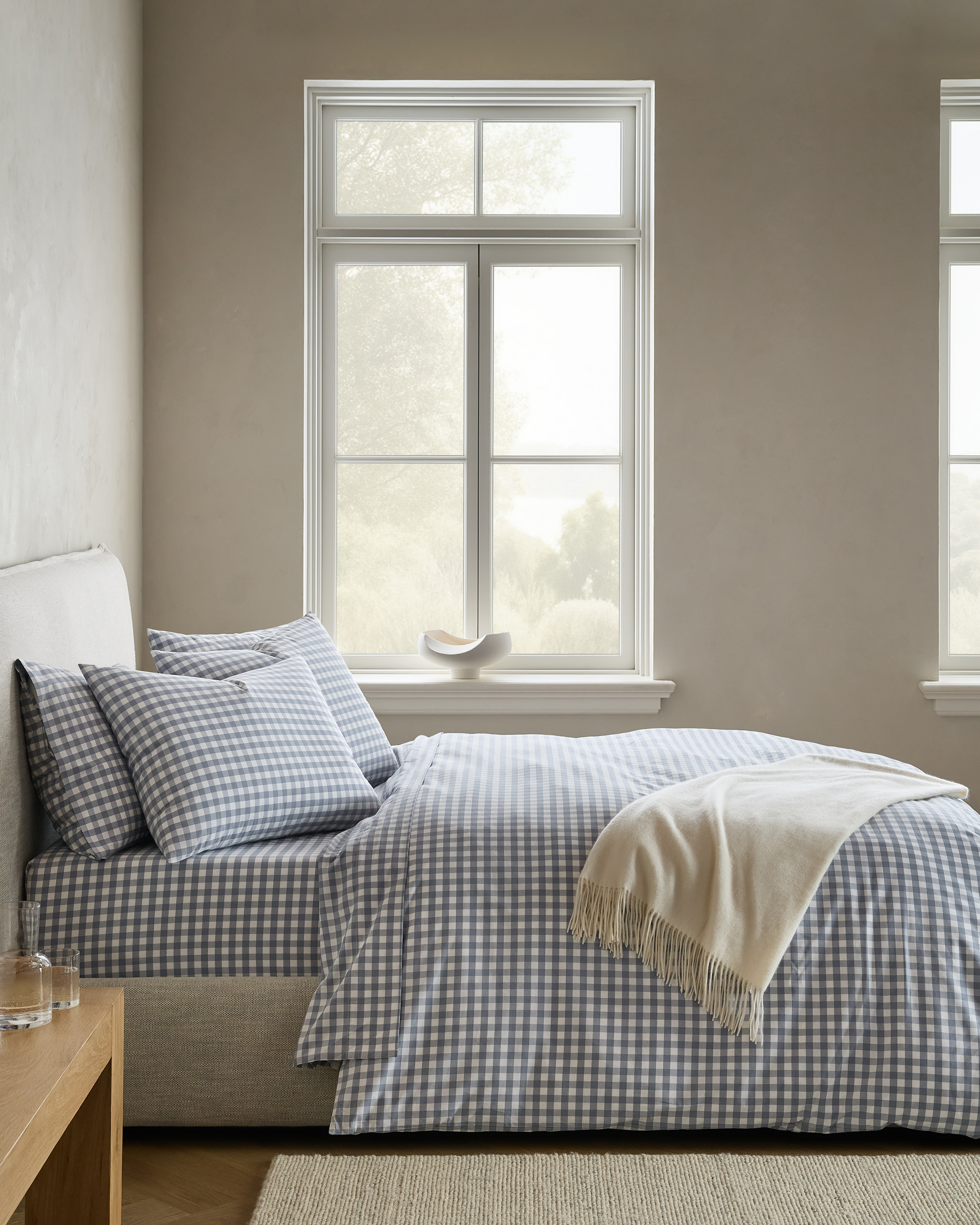 Mineral Organic Crisp Percale Gingham Duvet Cover Set