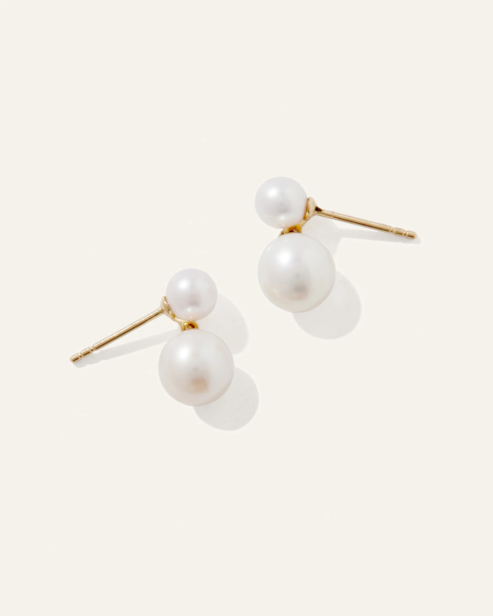 14K Gold Pearl Drop Earrings in Yellow Gold