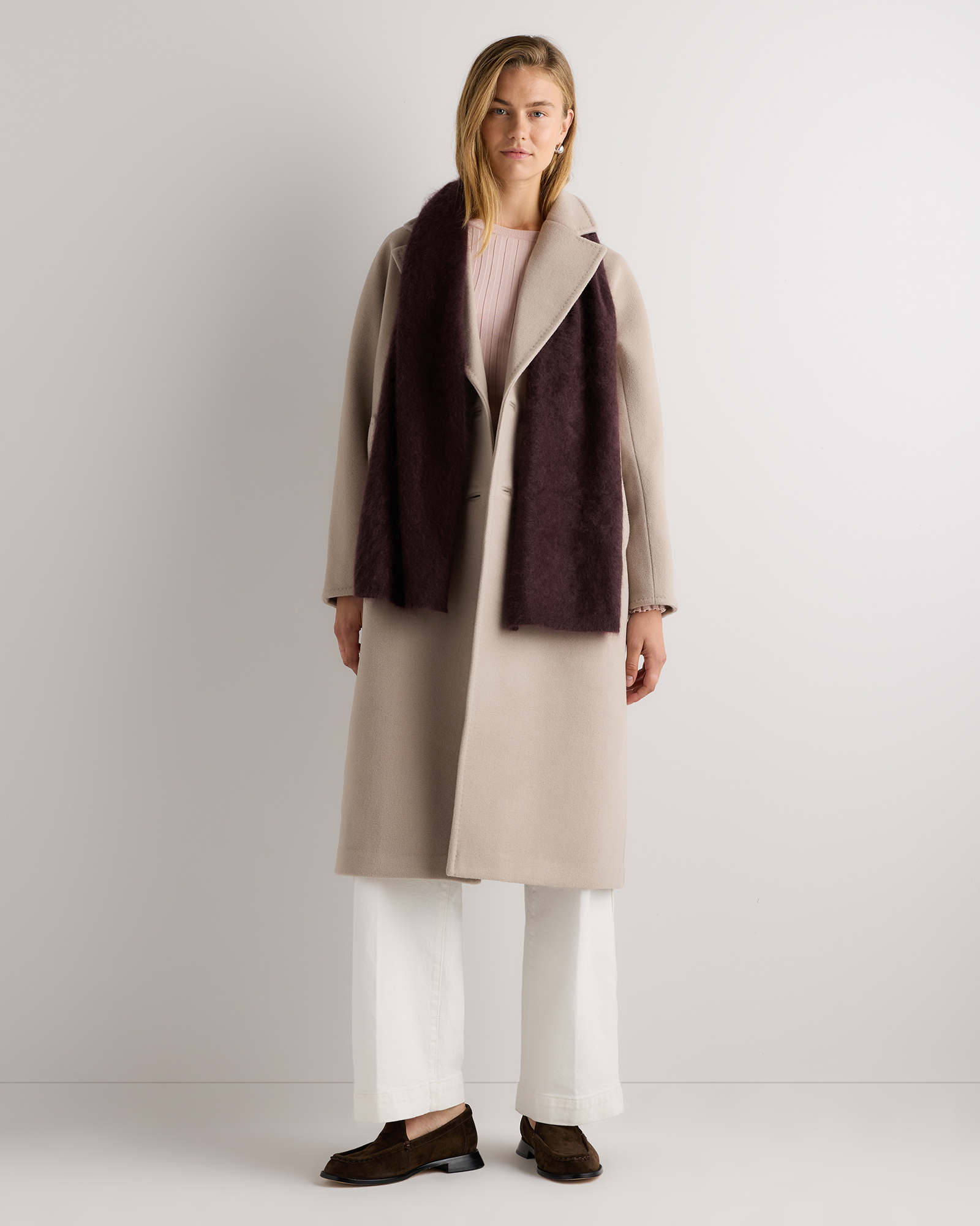 Chocolate Plum Brown Brushed Cashmere Scarf