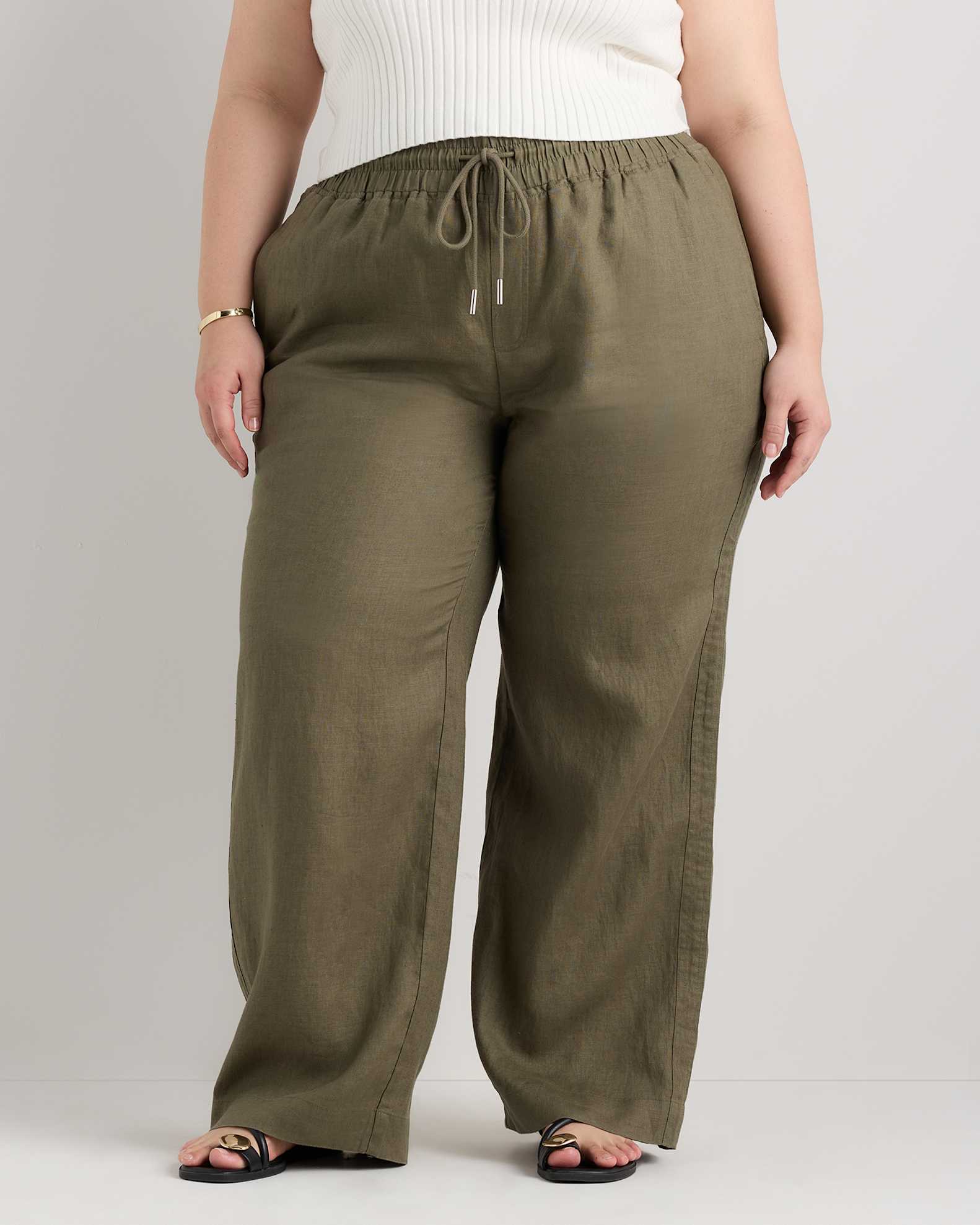 100% European Linen Wide Leg Pants - Plus Size 100% European Linen Wide Leg Pants - Plus Size