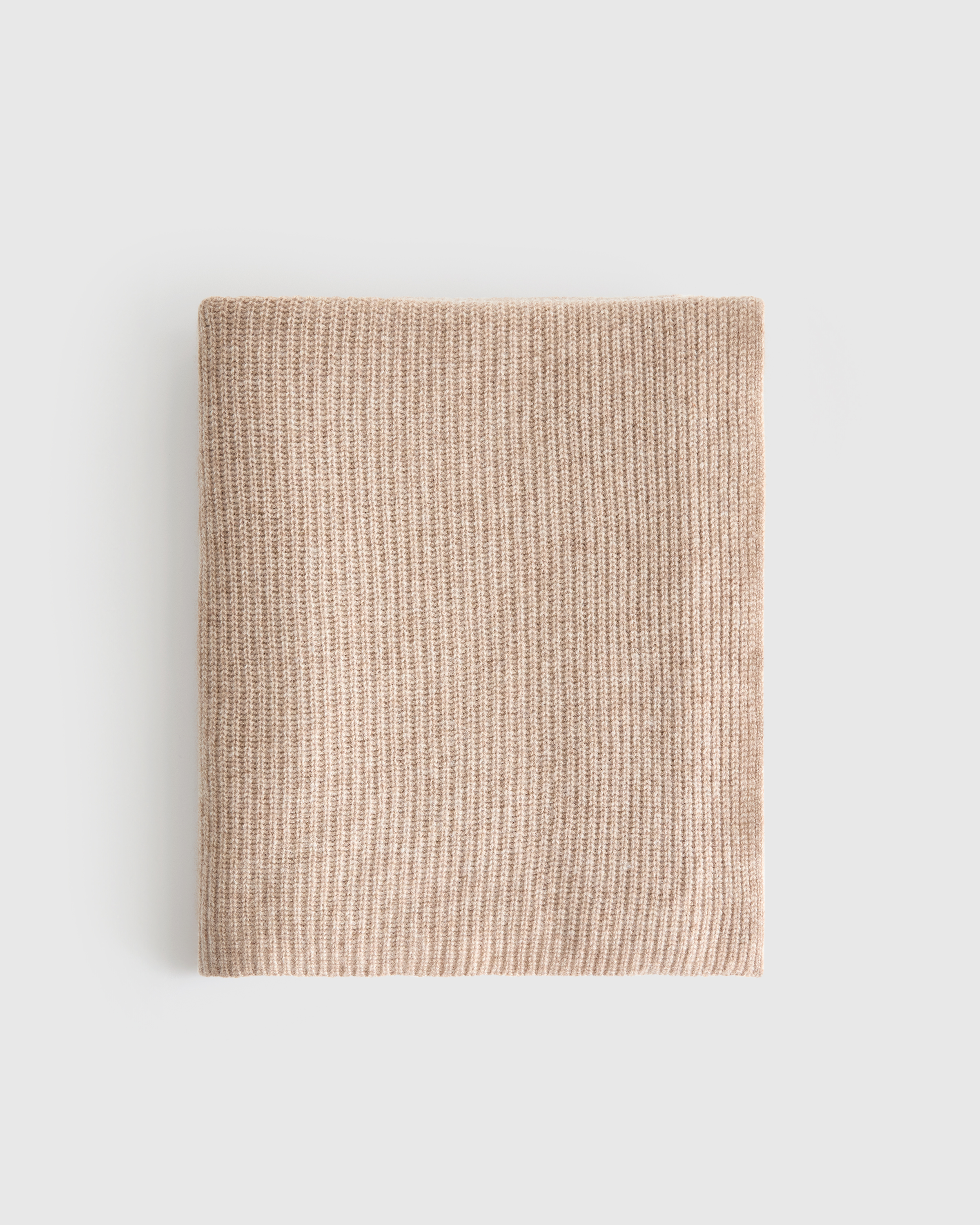 Oatmeal Ribbed Knit Cashmere Throw