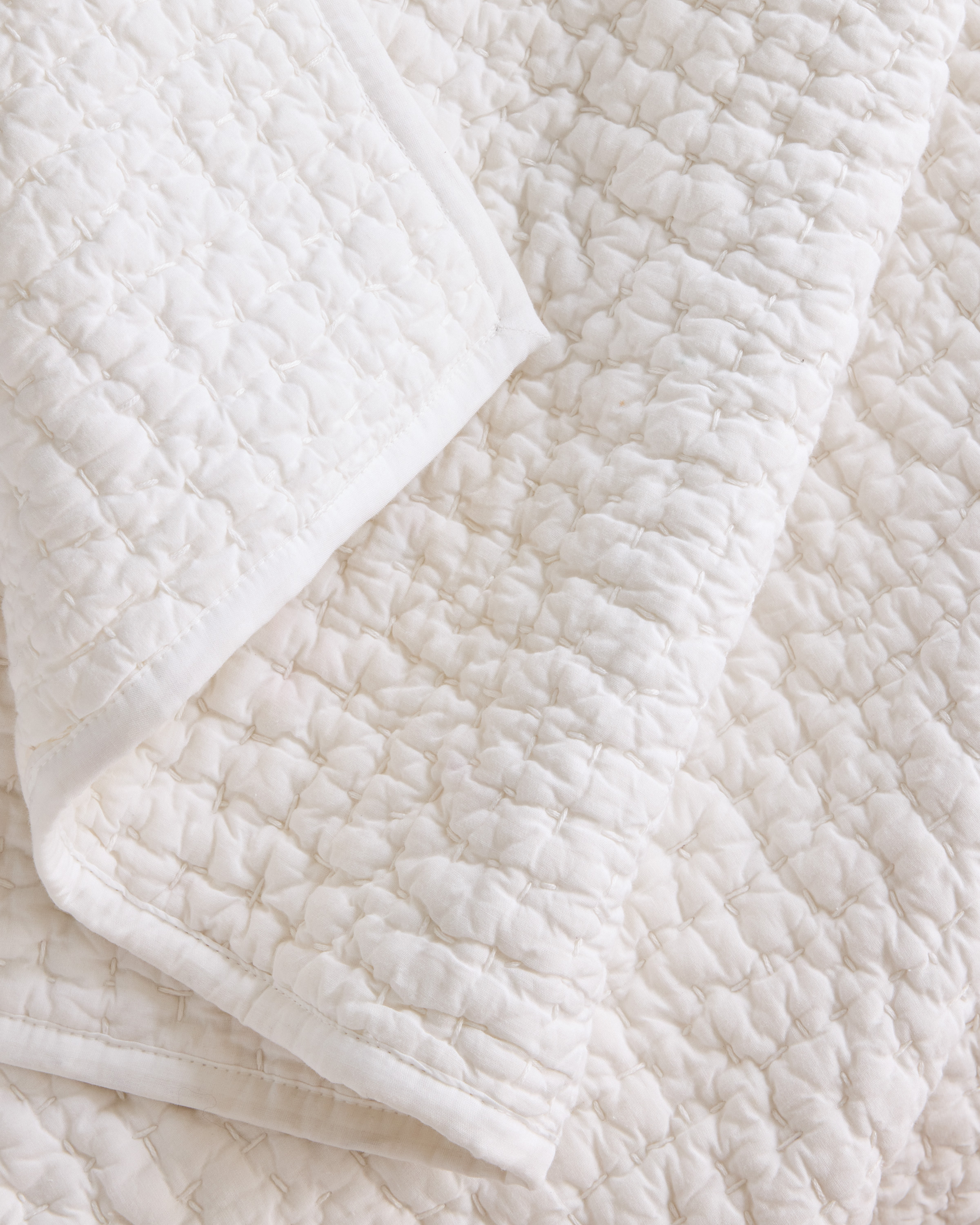 Organic Cotton Hand Stitched Quilt - White, King/Cal King