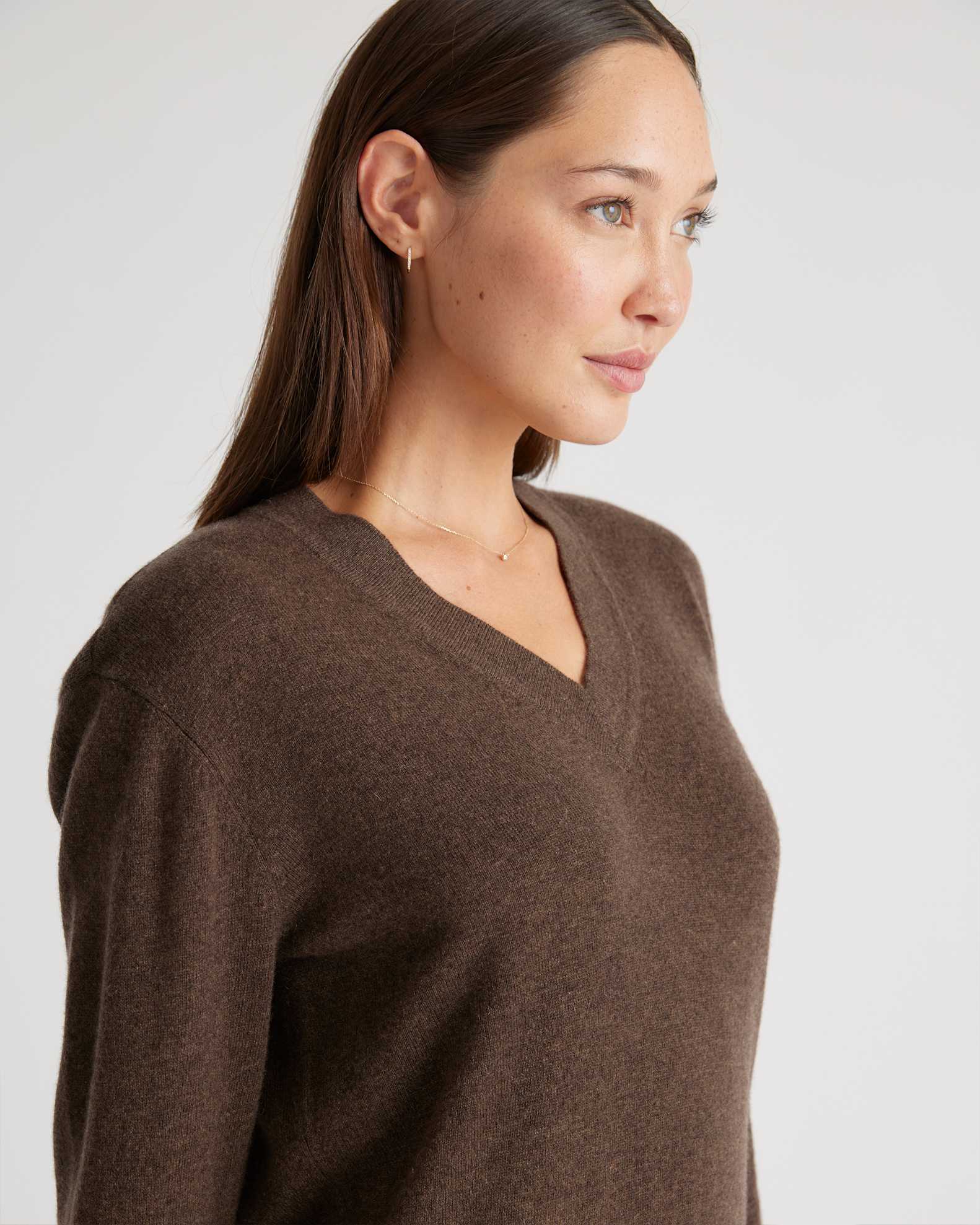 Mongolian Cashmere V-Neck Midi Sweater Dress Mongolian Cashmere V-Neck Midi Sweater Dress