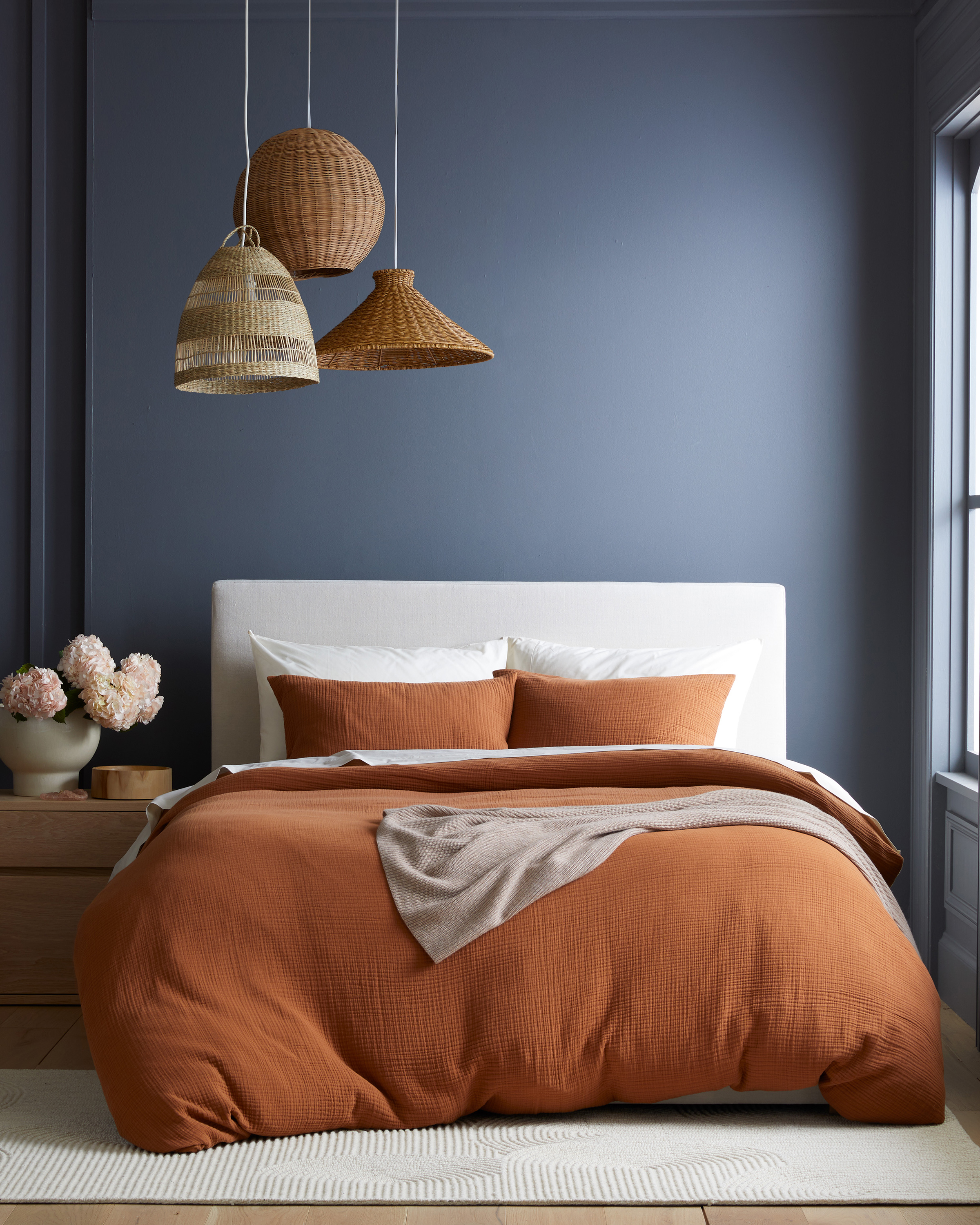 Terracotta Organic Airy Gauze Duvet Cover Set