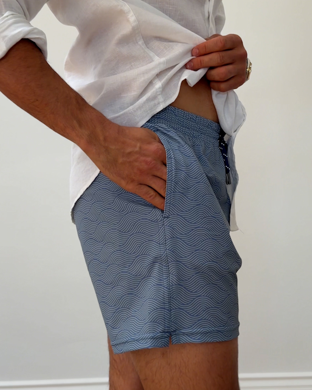 Italian Swim Trunk 7" - PDP Video Thumbnail (Tonal Waves, 4x5)