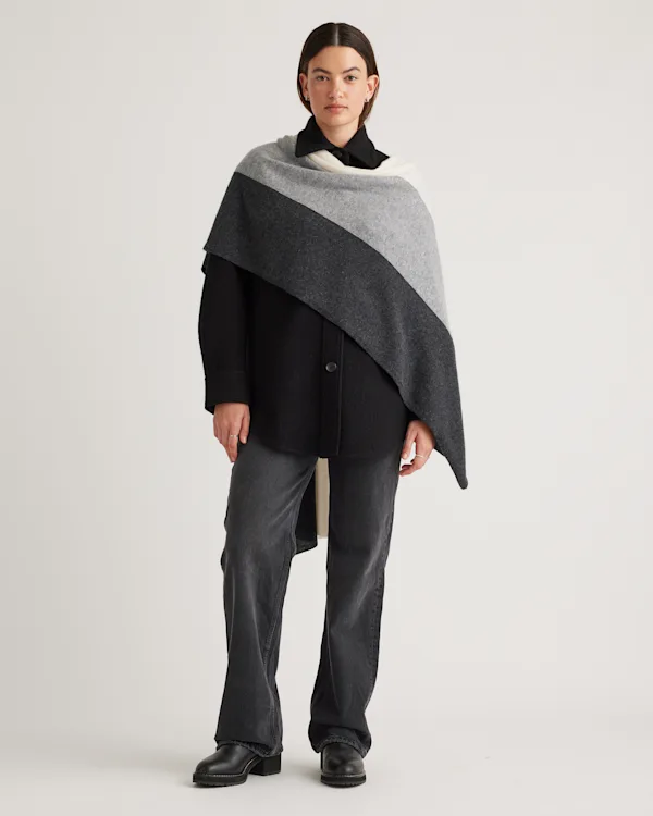 Mongolian Cashmere Colorblock Wrap