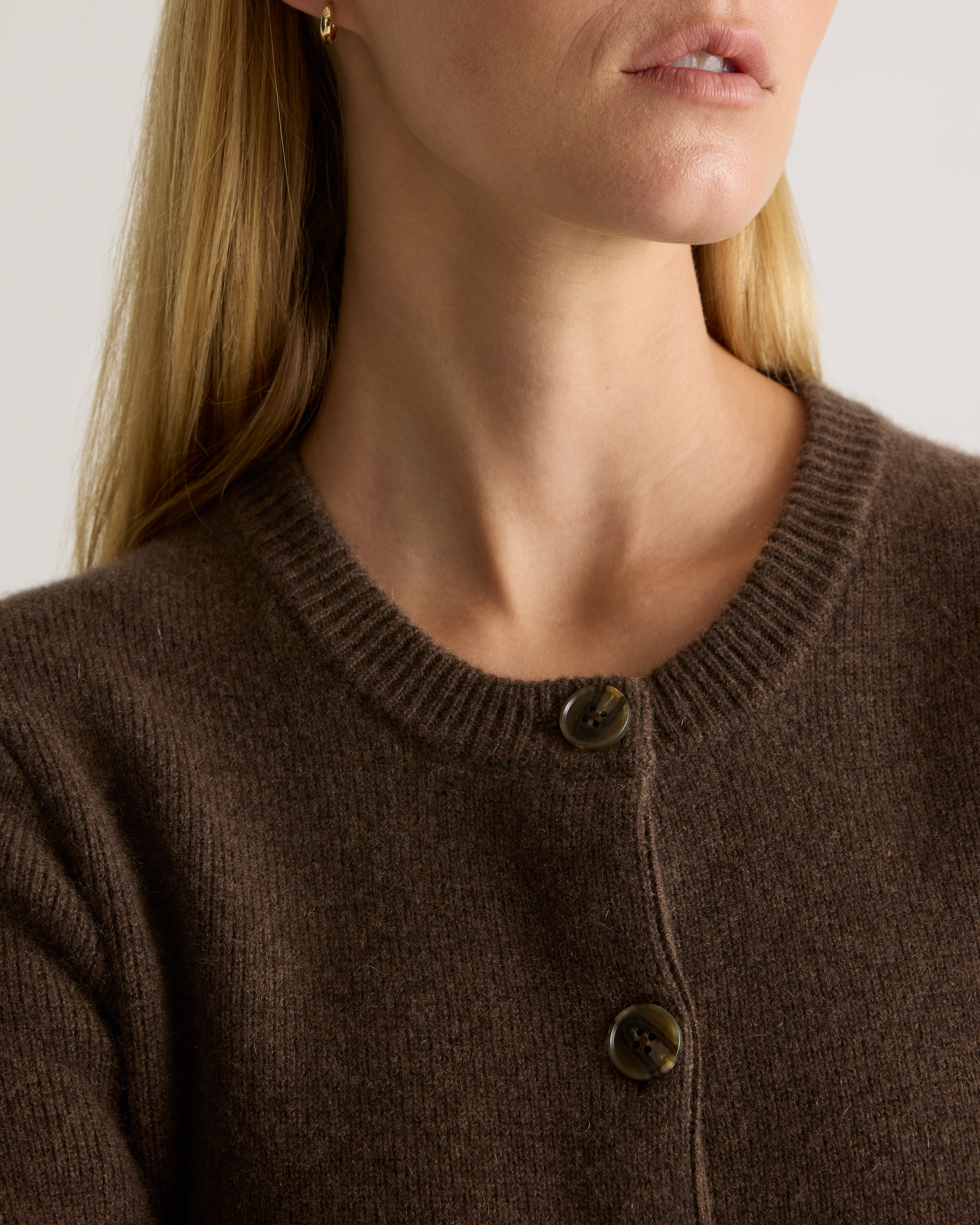 Mongolian Cashmere Structured Cardigan in Brown