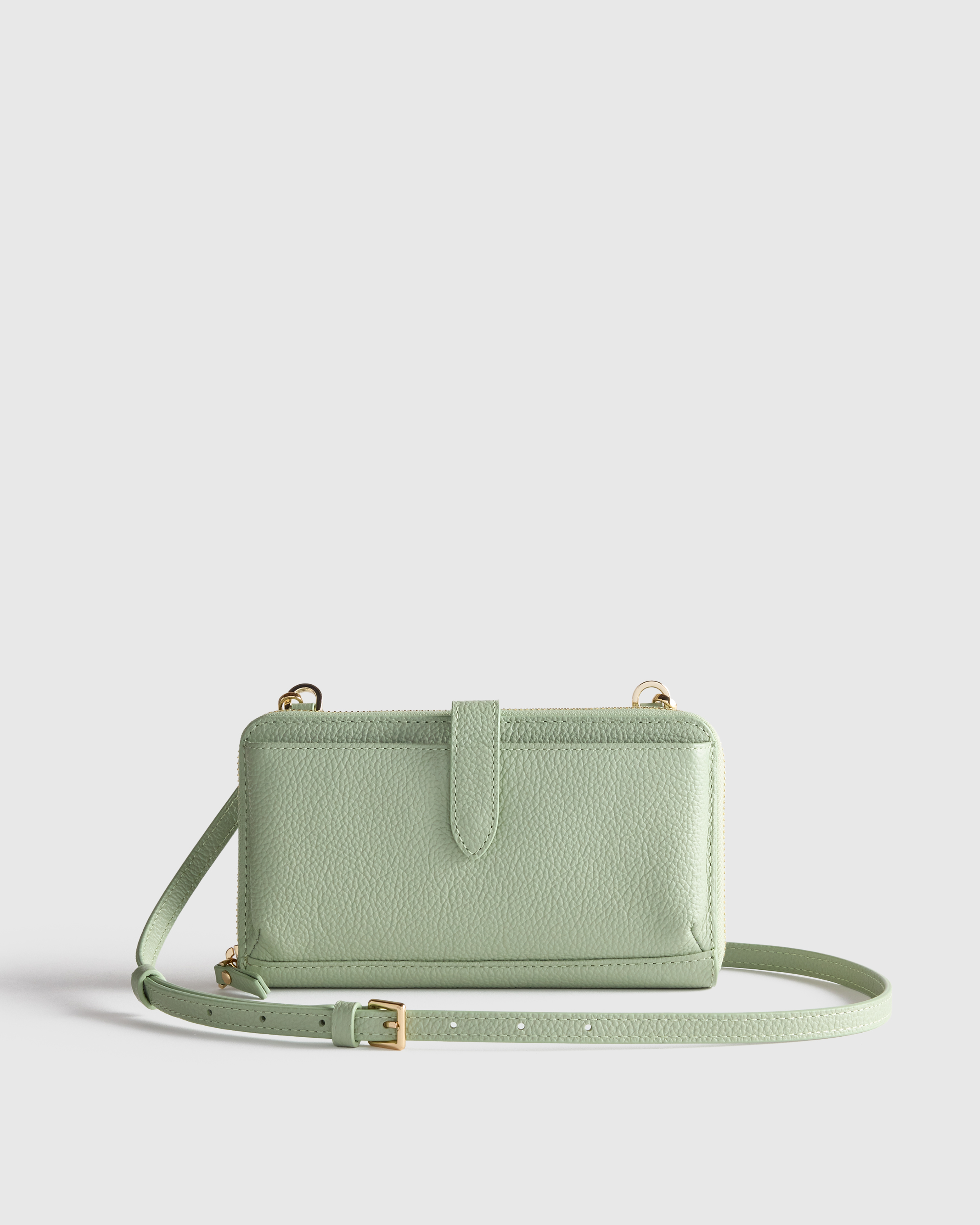 Tea Green Italian Leather Phone Wallet Crossbody