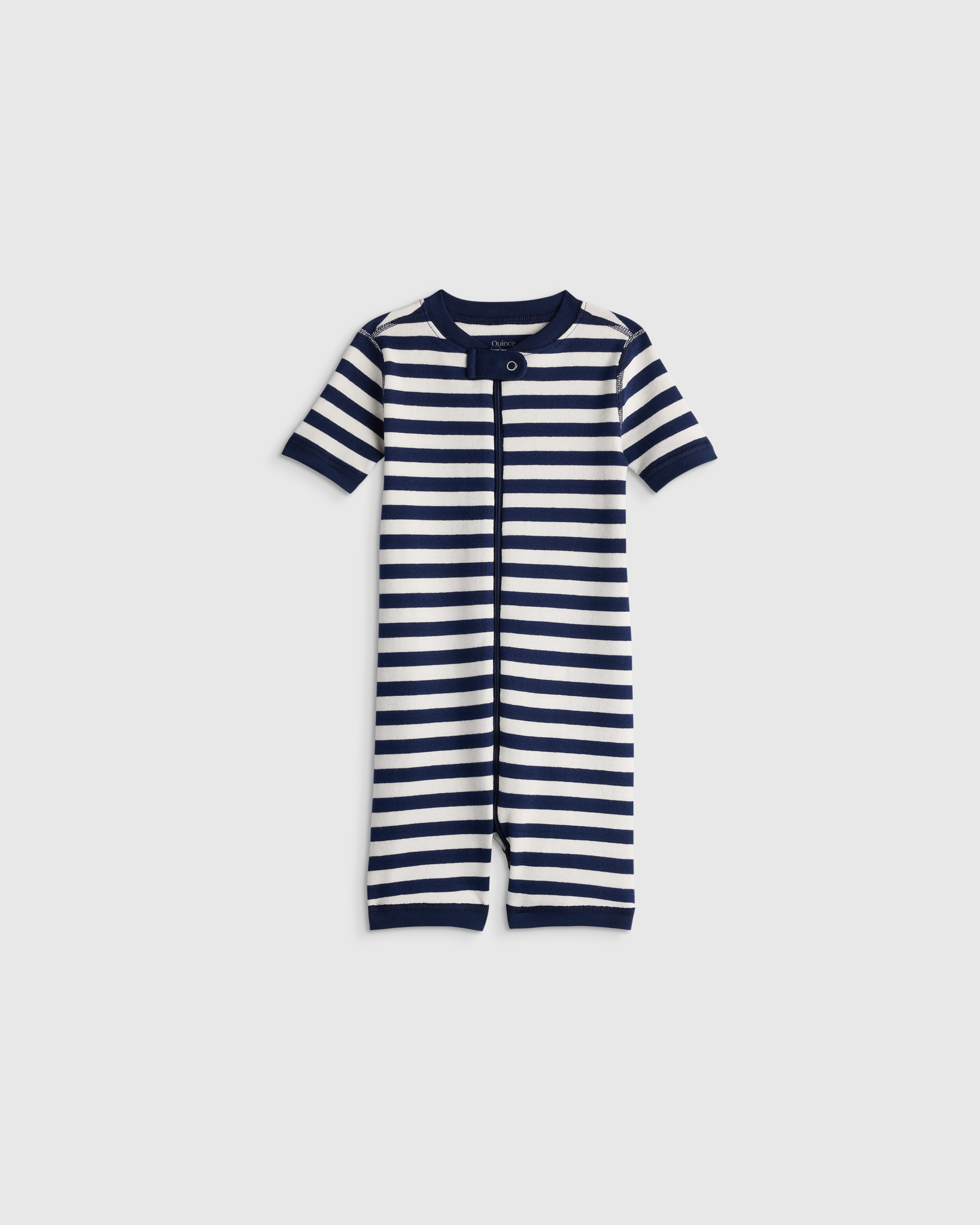 Navy Stripe 100% Organic Cotton Shortie Onesie Pajama
