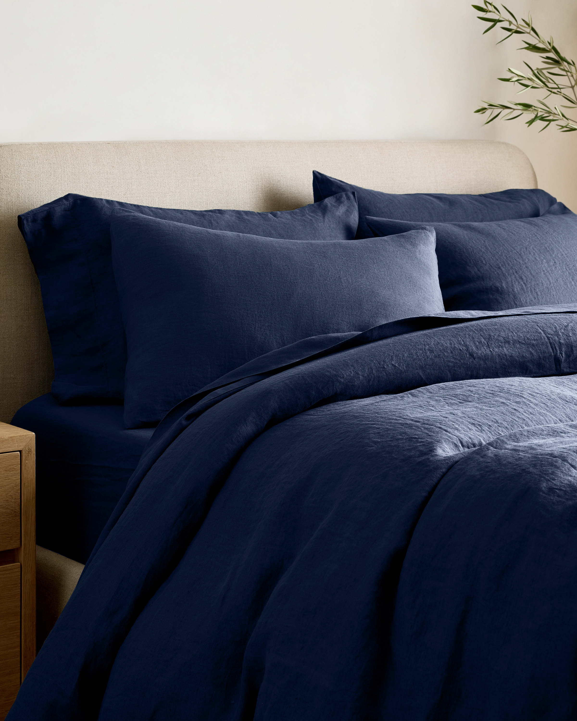 Navy European Linen Sham Set