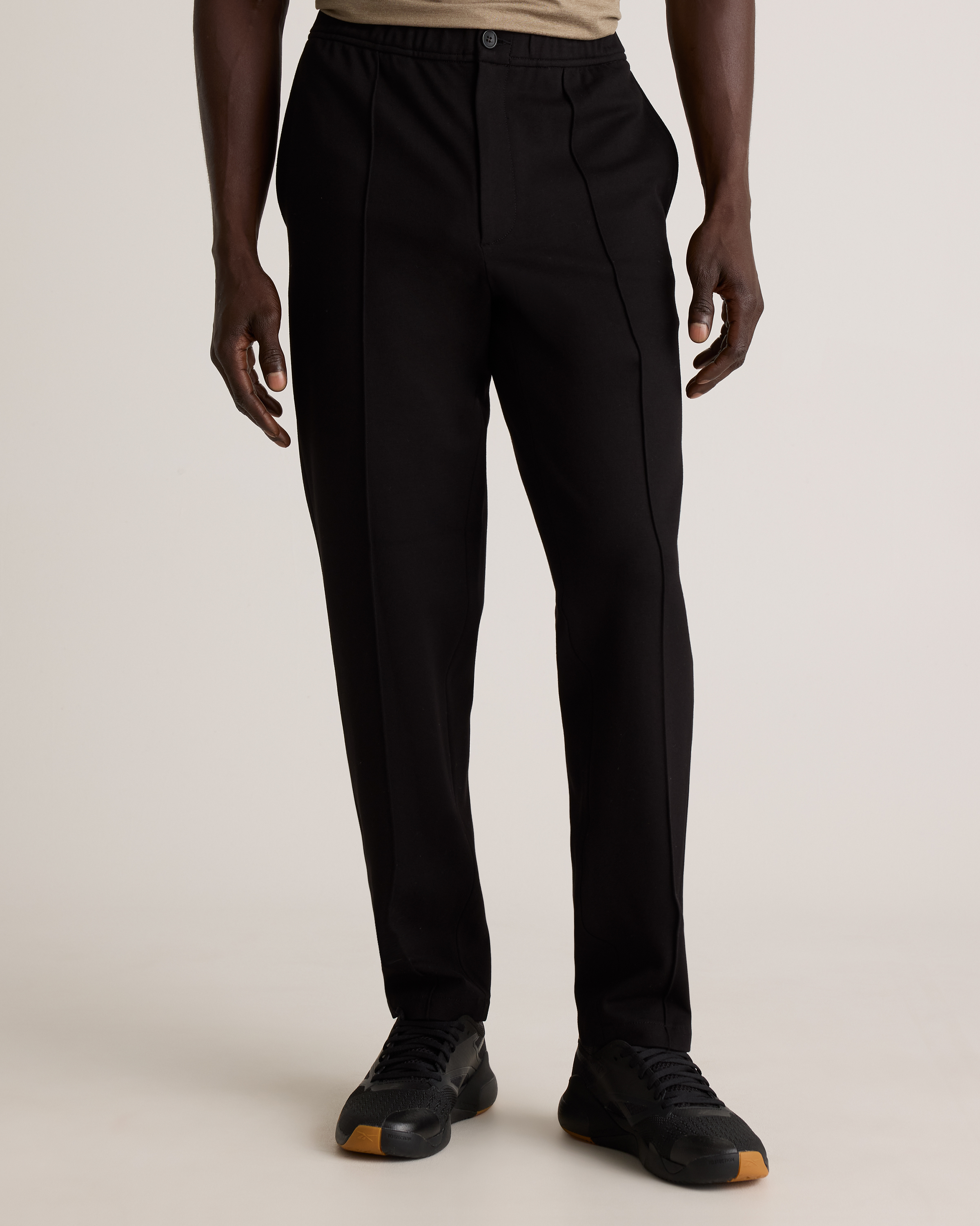 Stretch Knit Pintuck Trouser in Black