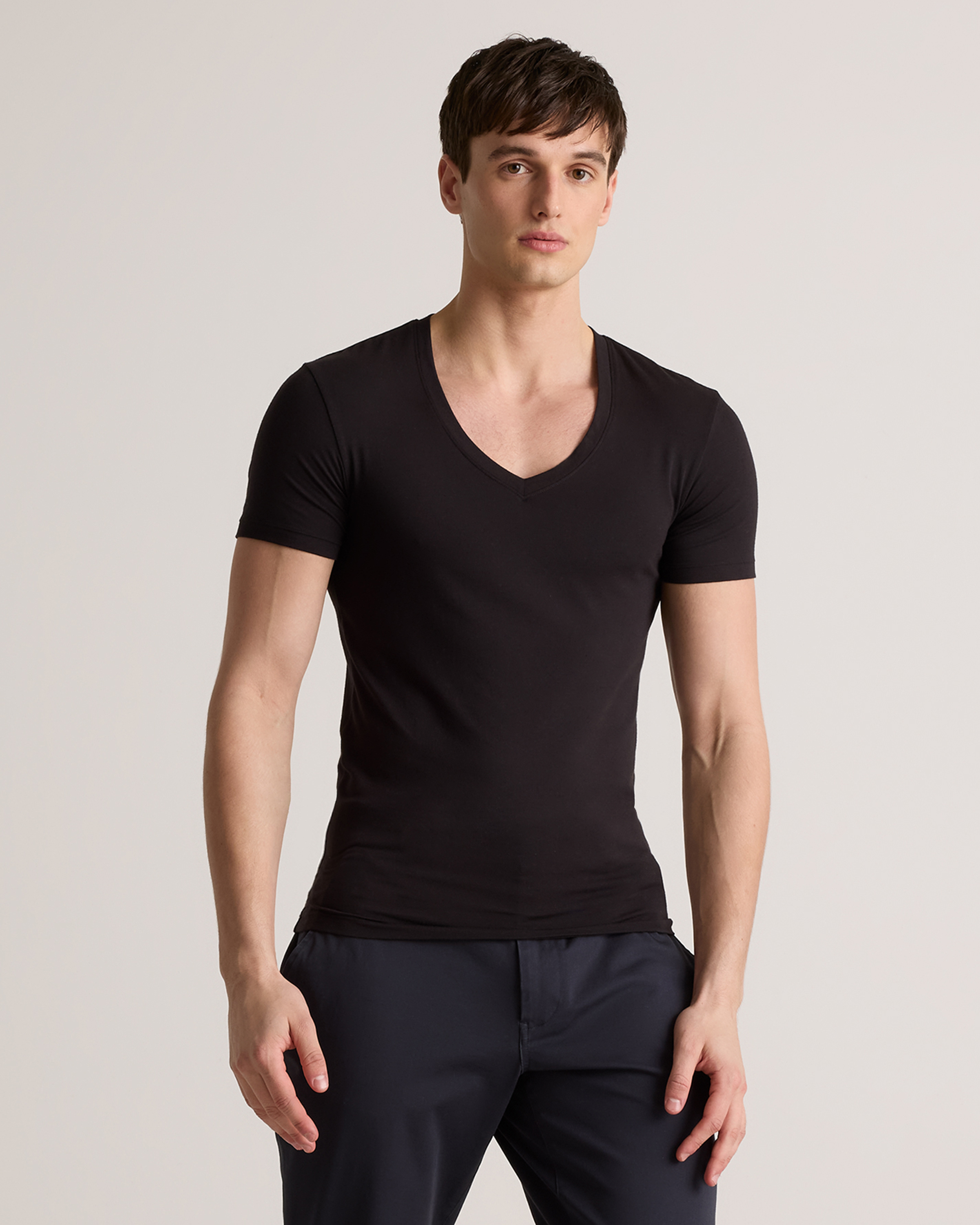 Bold Black Soft Stretch V-Neck Undershirt (3-Pack)