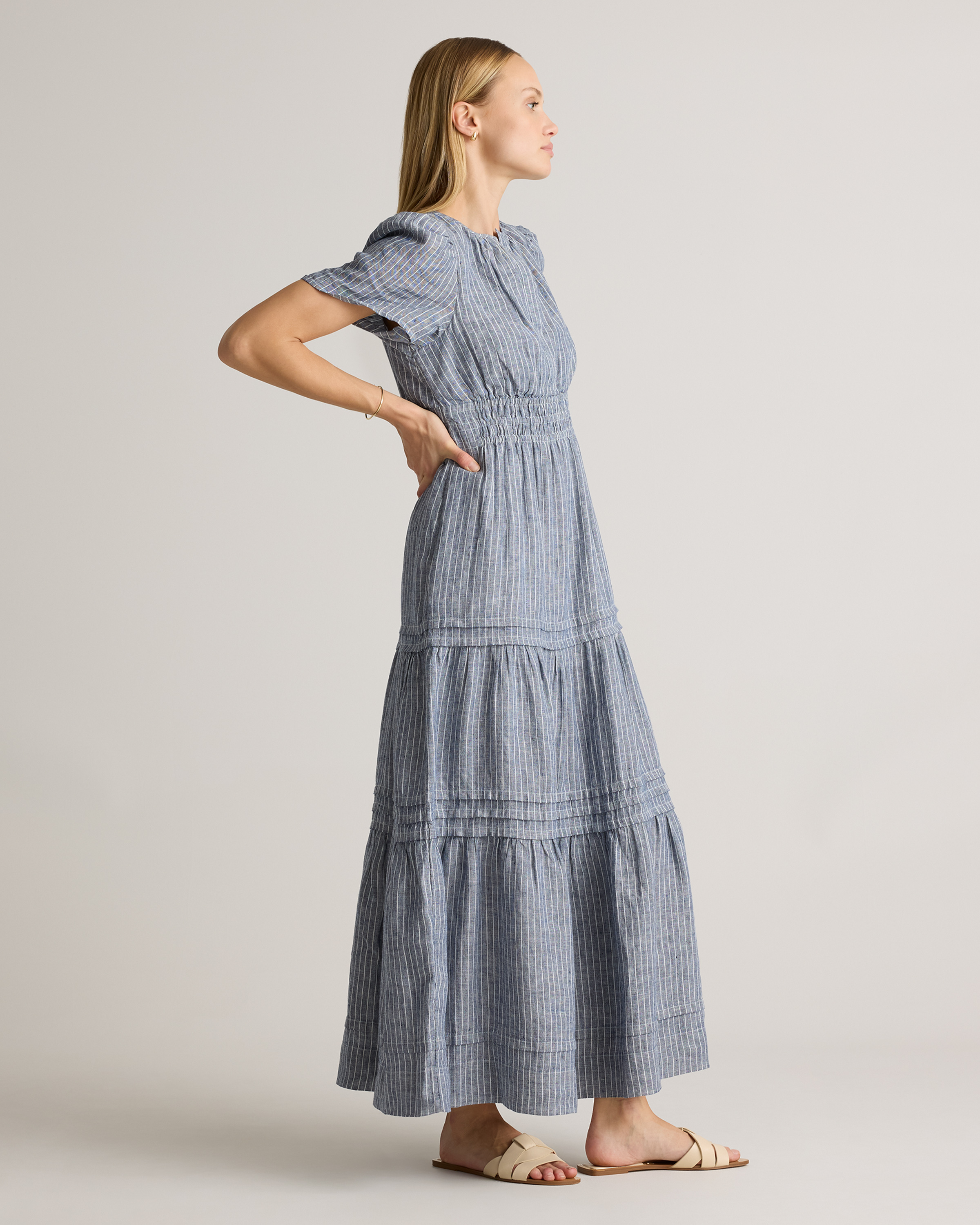 knee length dresses for ladies Vineyard Vines Womens Harbor Tiered Ruffle Sleeve Dress – ShopCGX