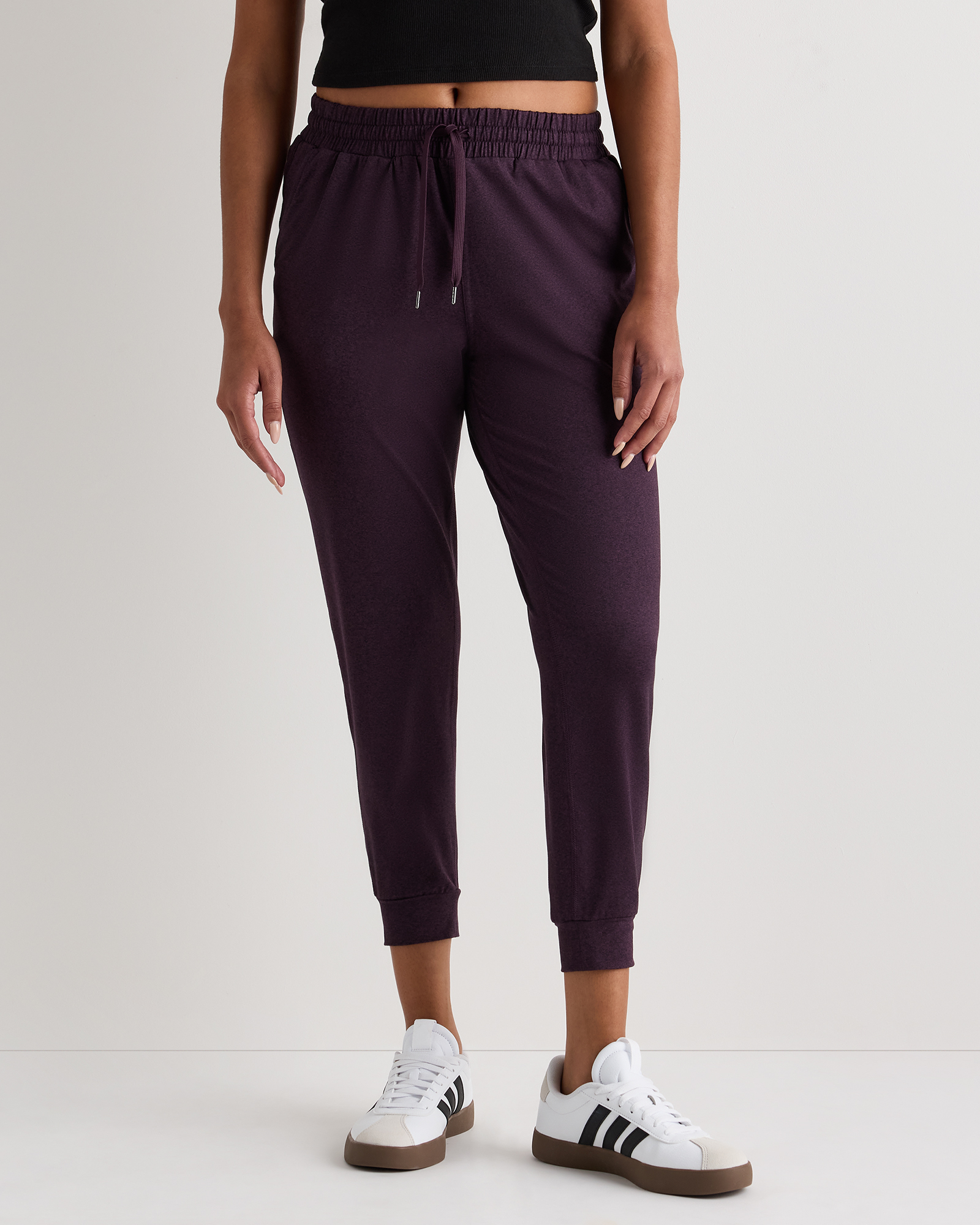 Heather Deep Orchid Purple Flowknit Mid-Rise Joggers