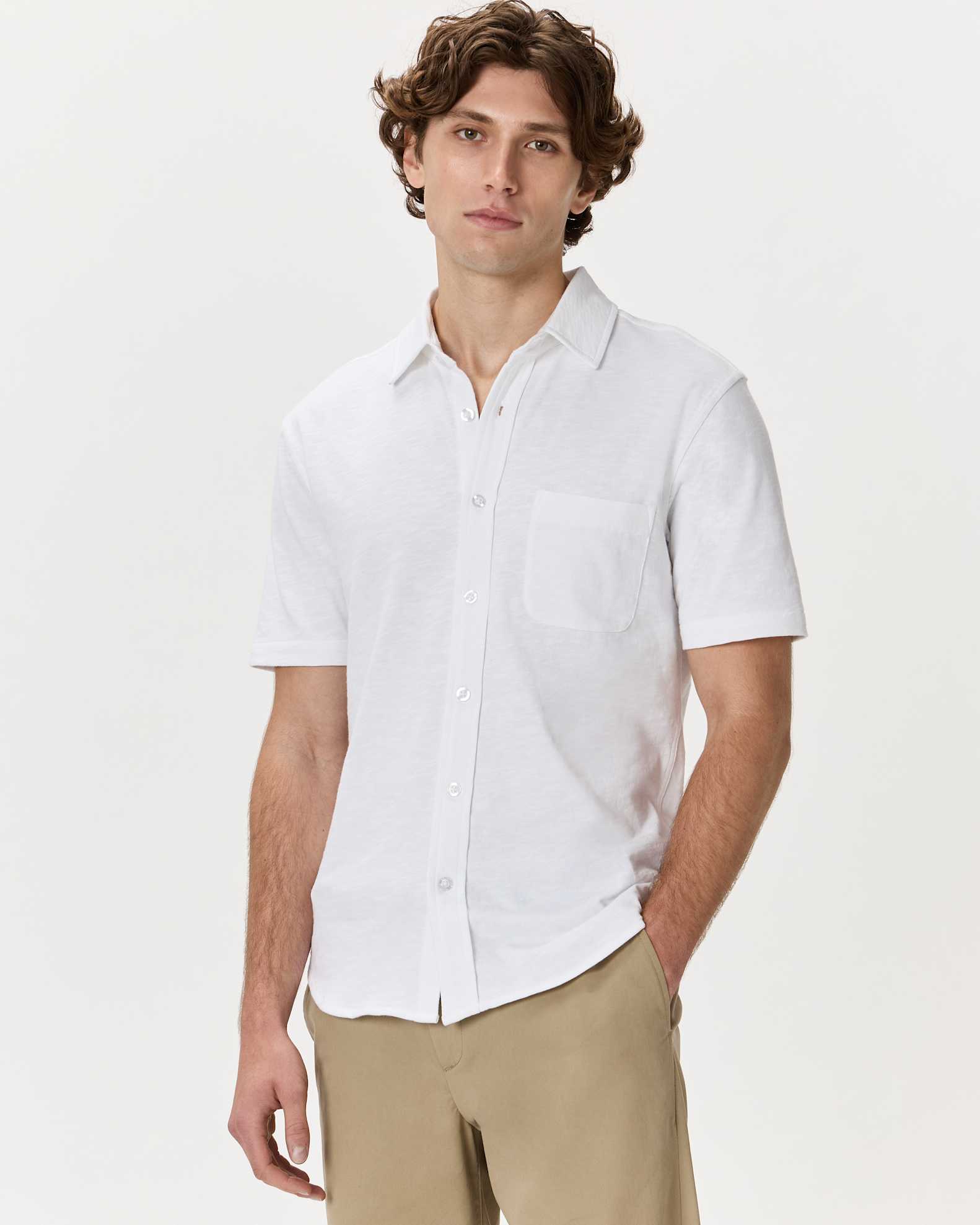 100% Organic Cotton Slub Short Sleeve Button Up Shirt 100% Organic Cotton Slub Short Sleeve Button Up Shirt
