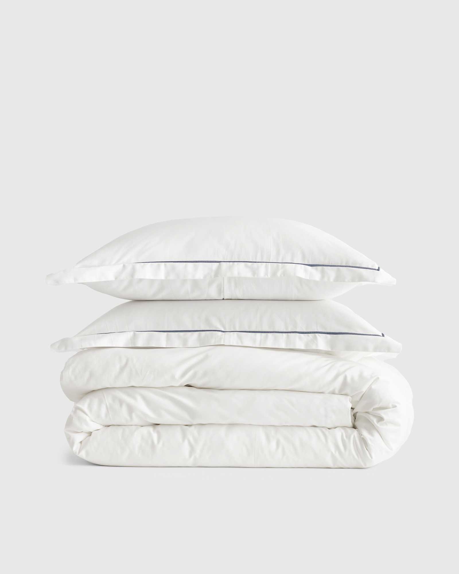 Classic Organic Percale Embroidered Duvet Cover Set