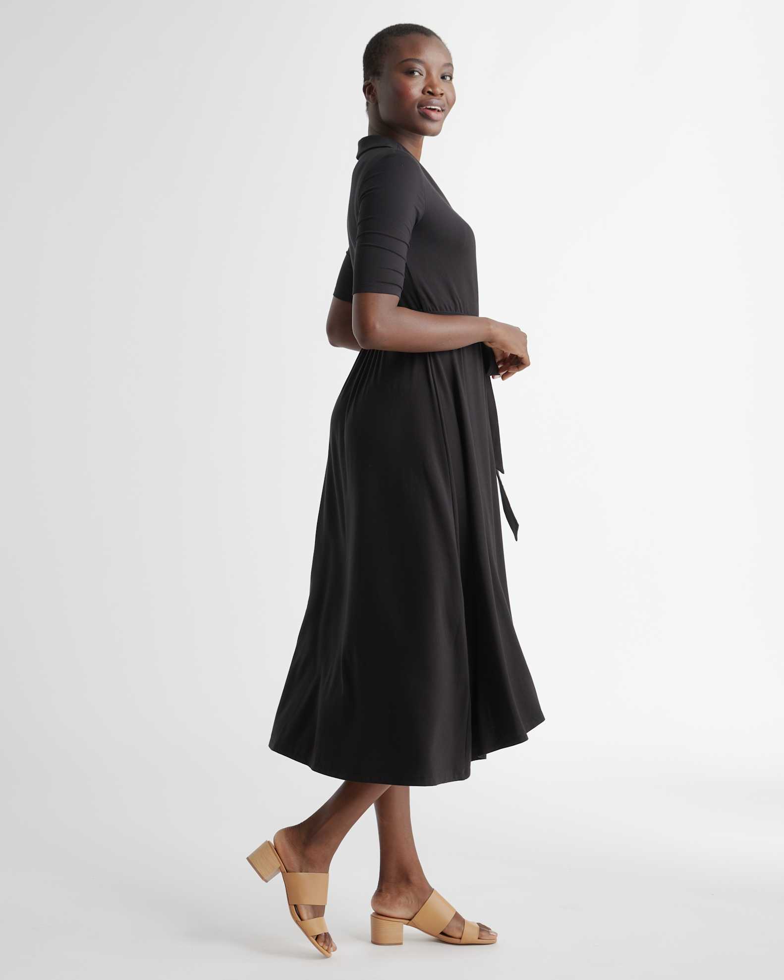 black midi wrap dress Puff Short Sleeve *FINAL SALE* The Summer Slip Wrap Dress is cut in a lightweight fabrication that moves naturally with the body Apiece Apart Gustava Wrap Midi,