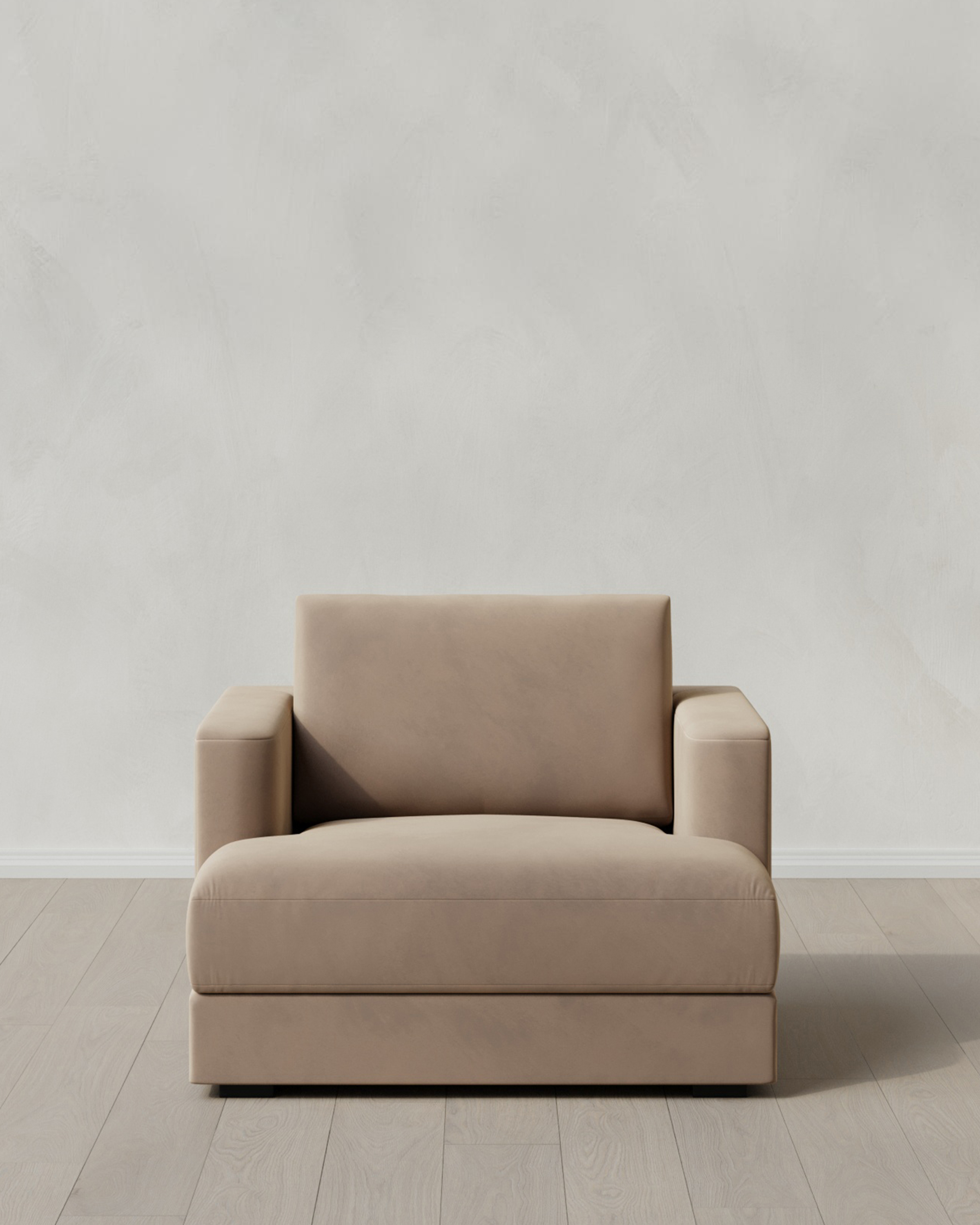 Taupe Sierra Curved Arm Accent Chair in Performance Velvet