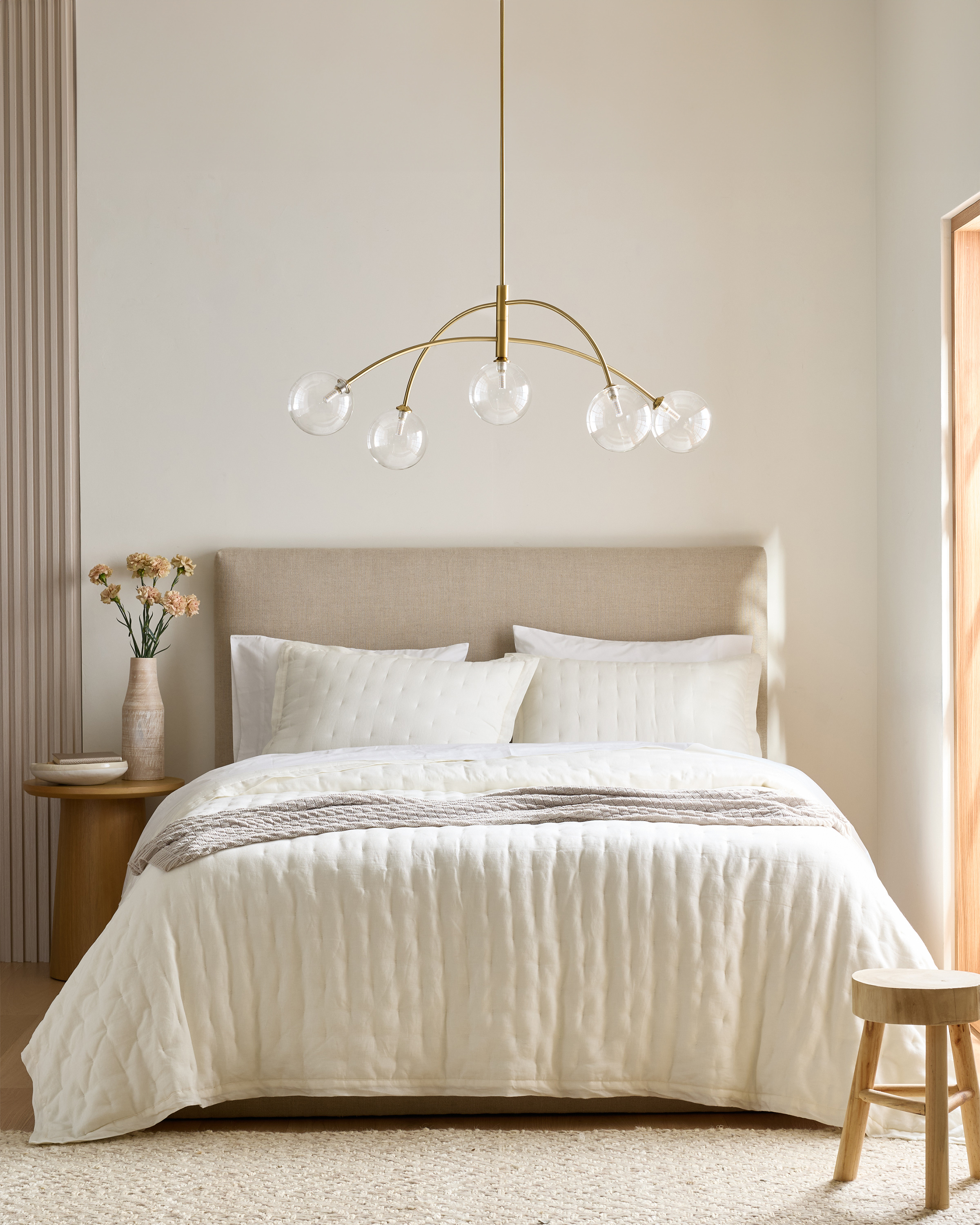 Ivory European Linen Dream Quilt Set