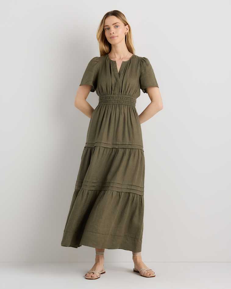 vintage wash tencel button front midi dress Quince Women's Vintage Wash Tencel Midi Dress, Button Front, A-Line, Size XS, Terracotta