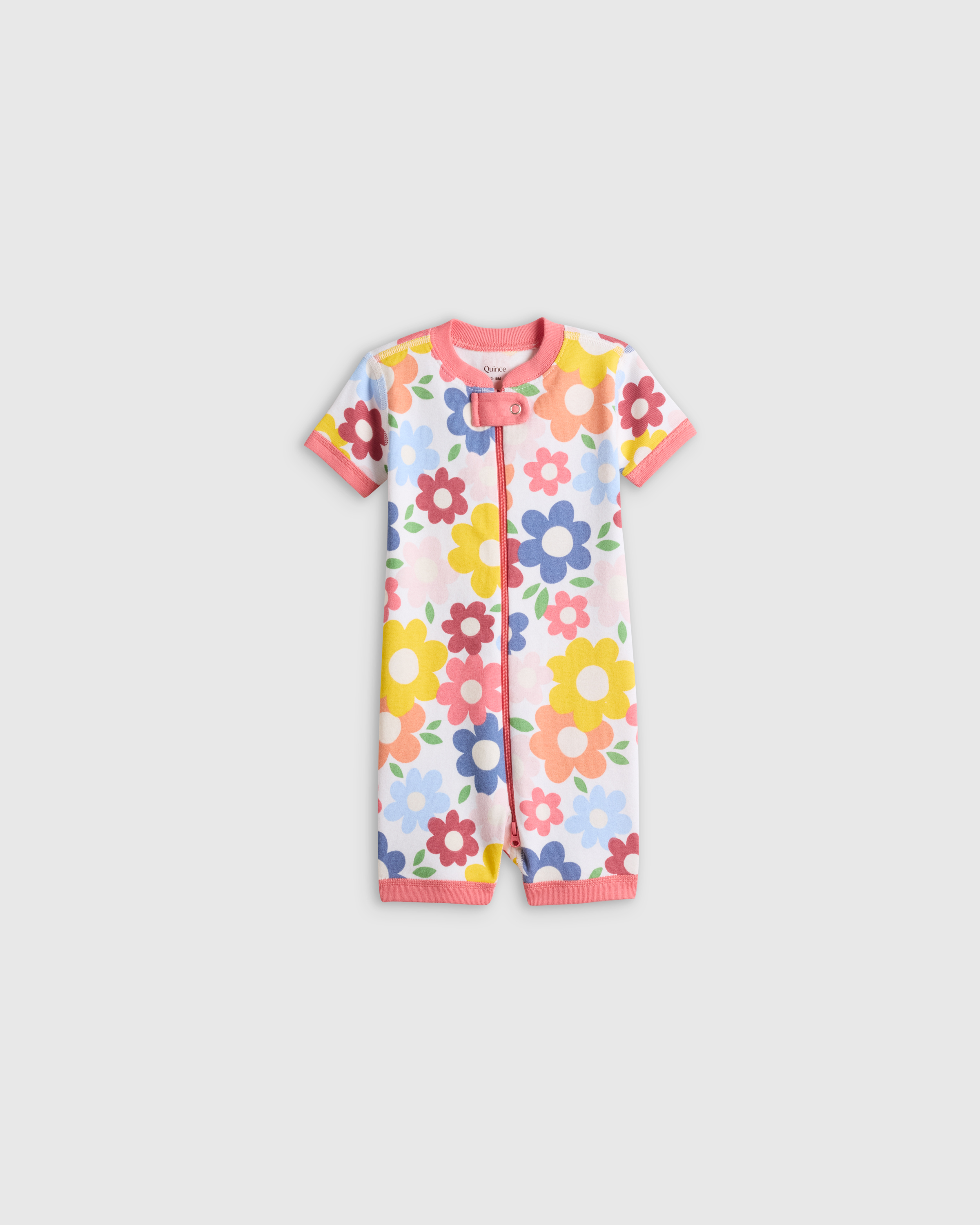 Pop Floral 100% Organic Cotton Shortie Onesie Pajama