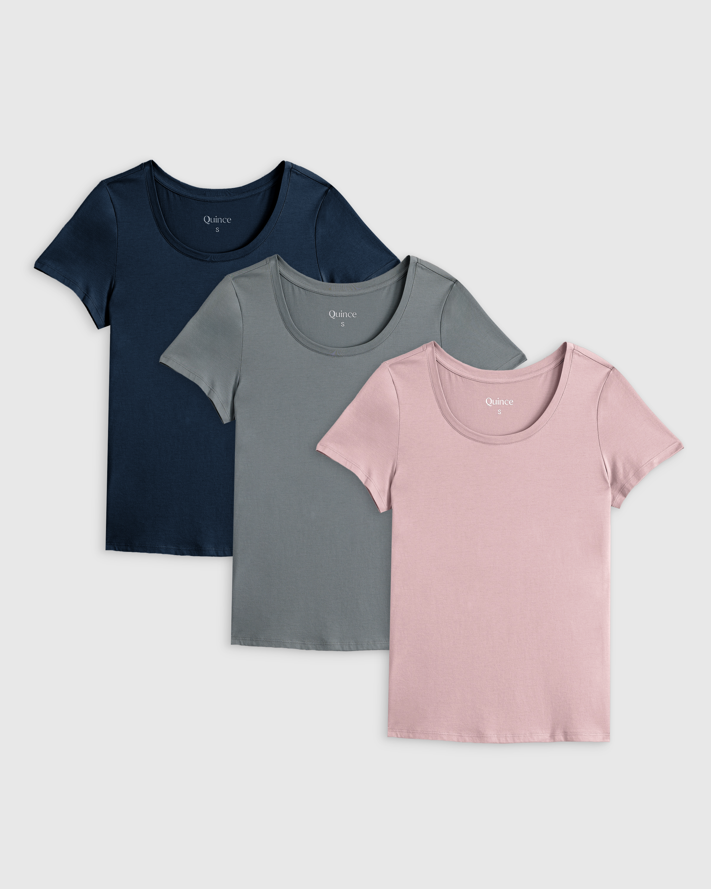 【THREE TIMES】 333 scoop tee Three Dots womens Three Dots Women's Essential Heritage