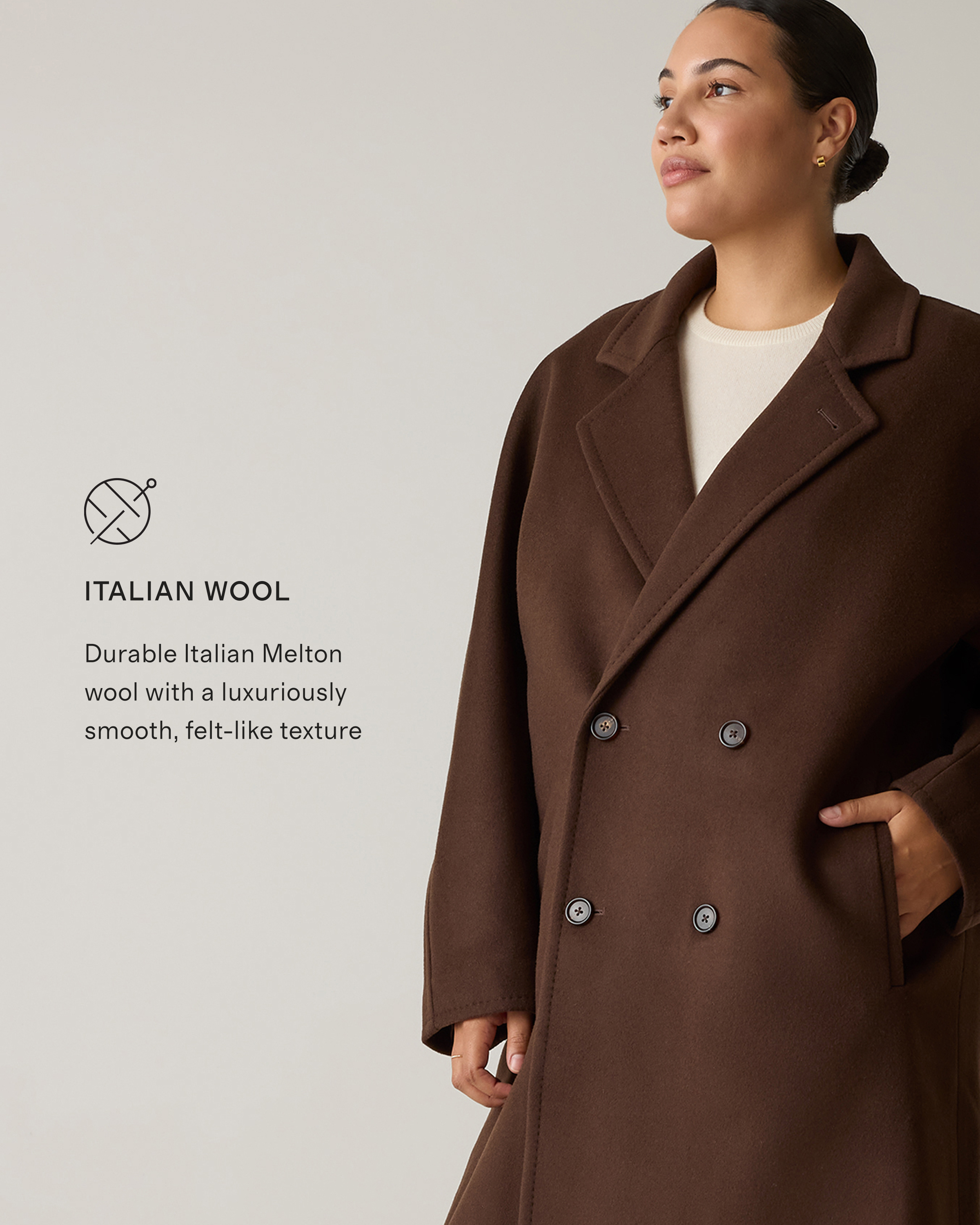 Italian Wool Double-Breasted Slouch Coat