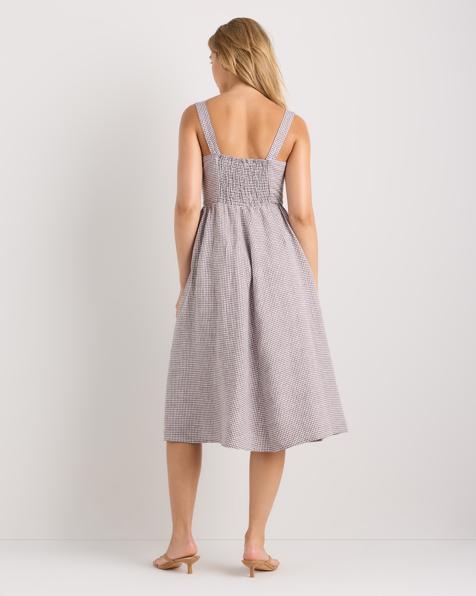 fitted lace wedding dress Gingham Smocked Multicolor Flare Midi Dress – Wilder Collective main image 0
