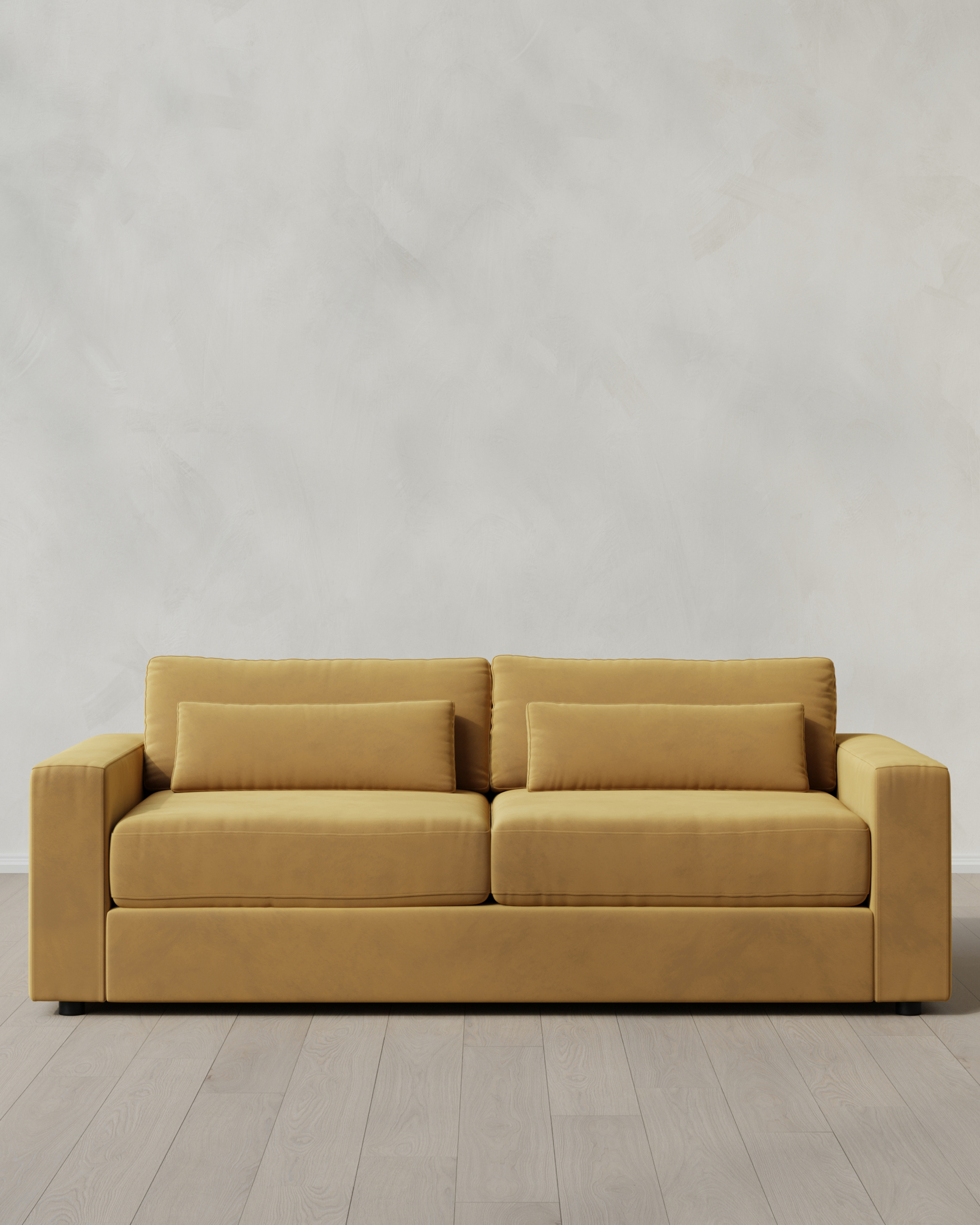 Quince | Ashford Deep Seat Sofa in Performance Velvet in Caramel, Size 8ft